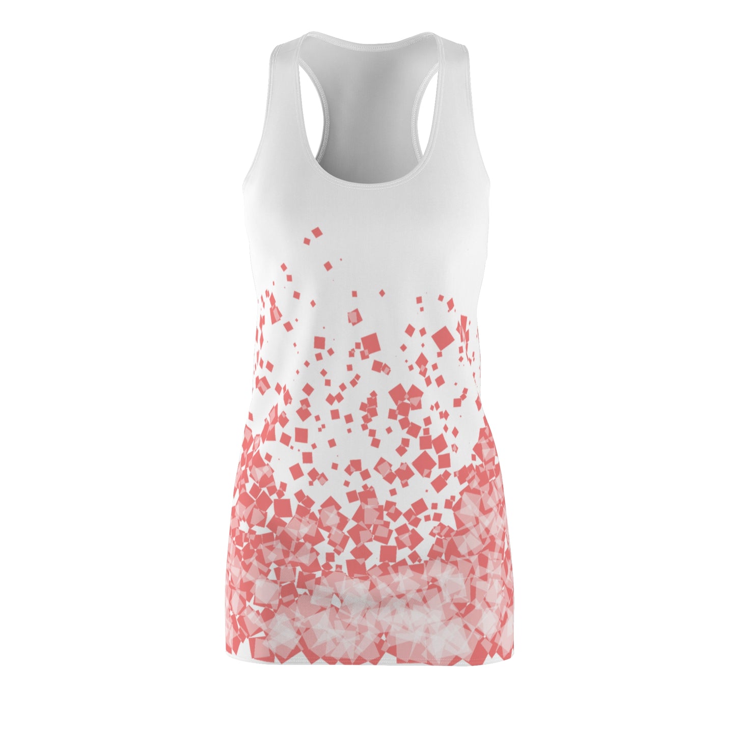 Weißes Racerback Kleid mit Korall Konfetti Muster – Modern