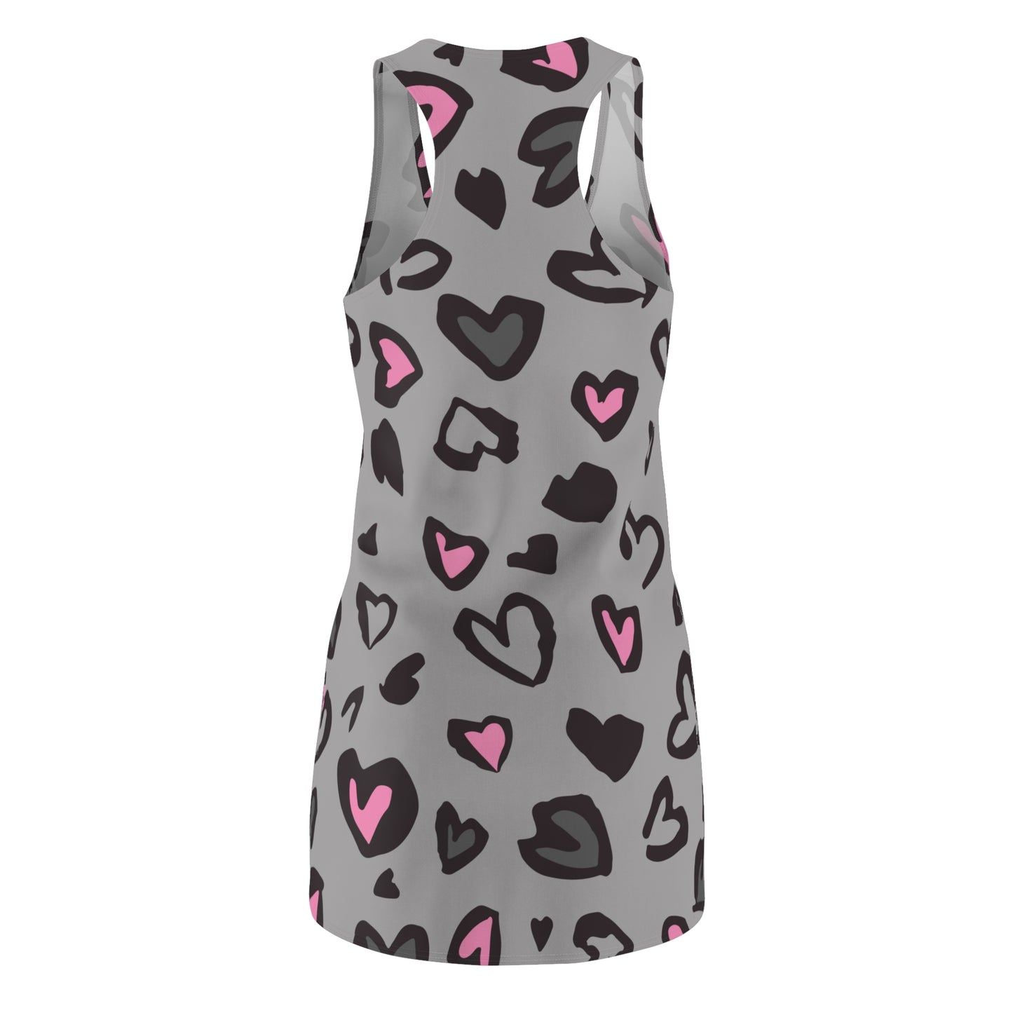 Racerback Kleid Grau mit Herz Muster Allover Print