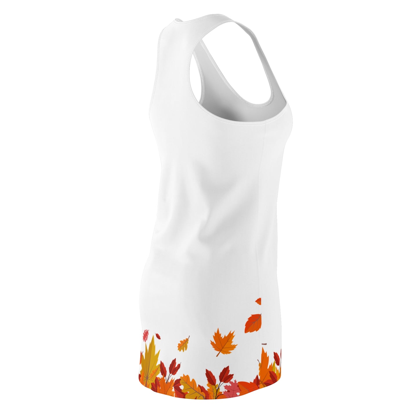 Damen Herbstkleid mit Blätter Muster Weiß Minimal