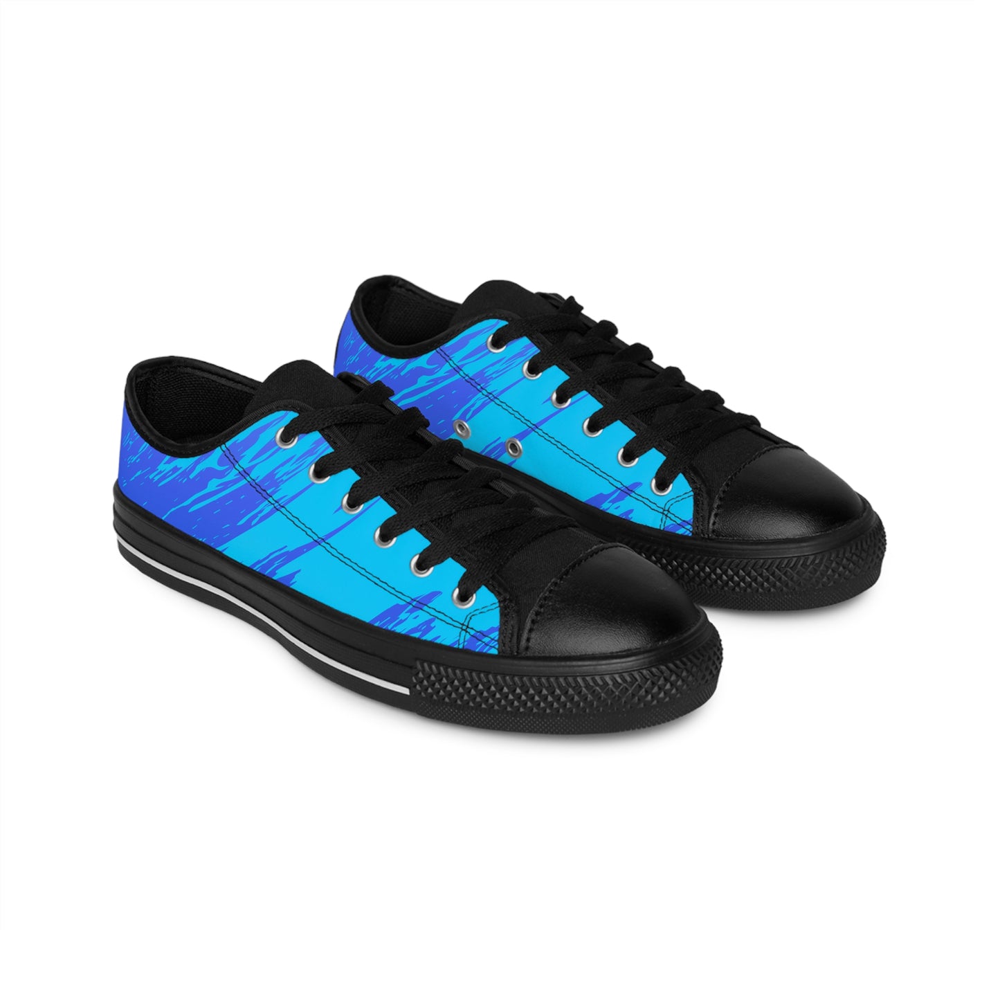 Blue Gradient Abstract Canvas Sneakers Women Casual Lace-Up Shoes