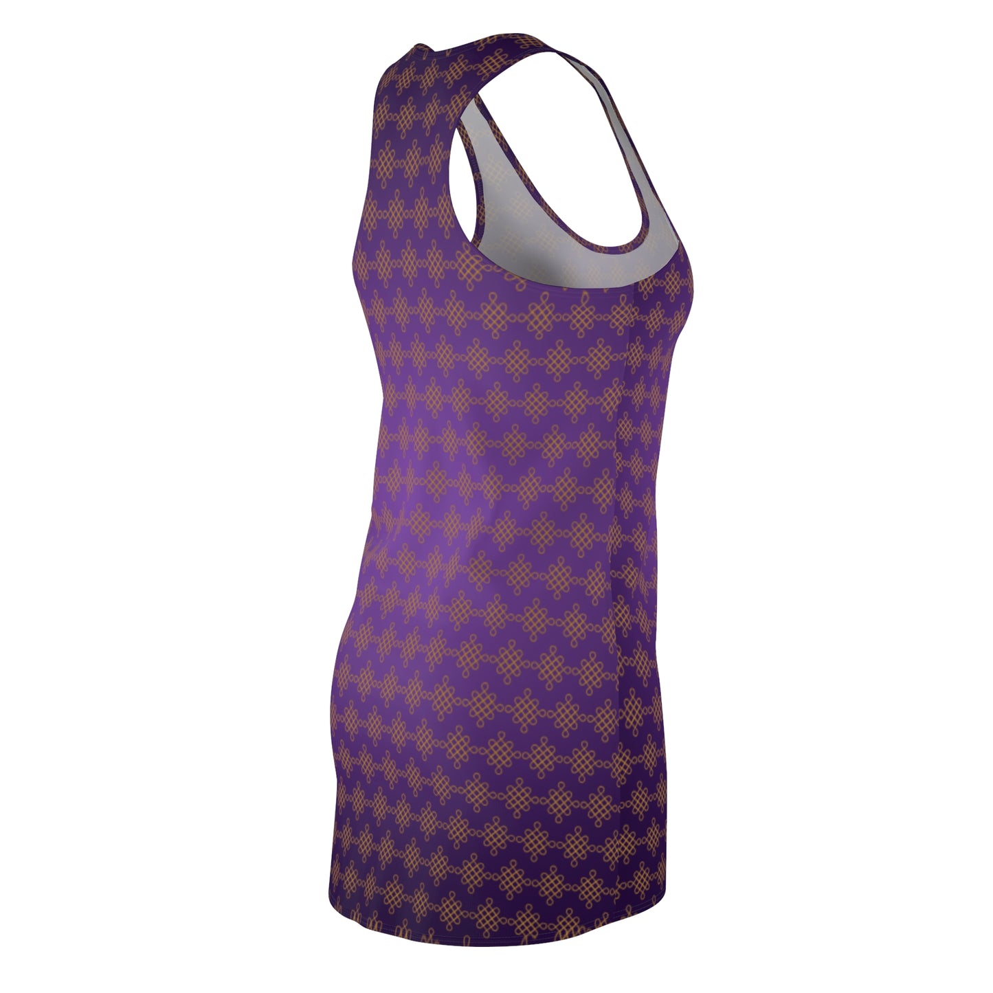 Violettes Damen Sommerkleid mit Farbverlauf und goldenem Muster