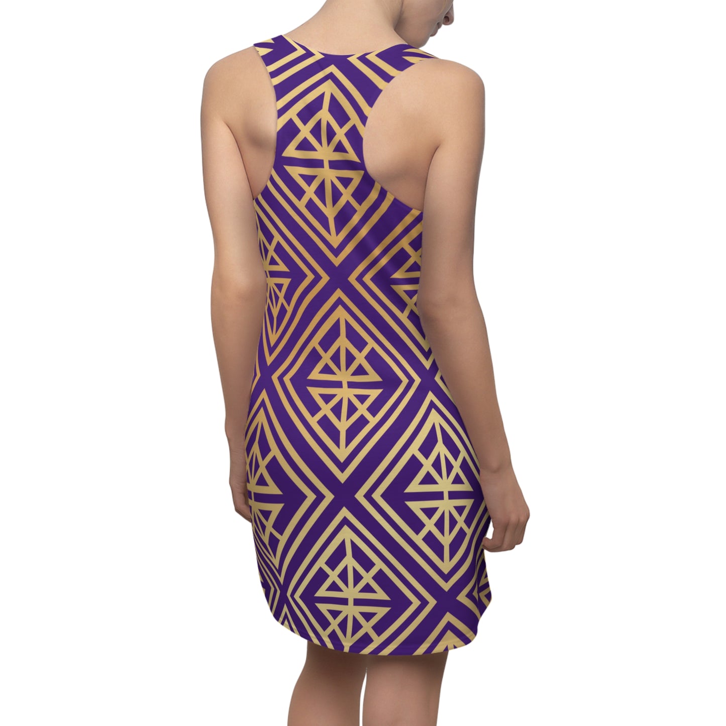 Luxury Racerback Dress mit Geometric Gold Line Muster purple