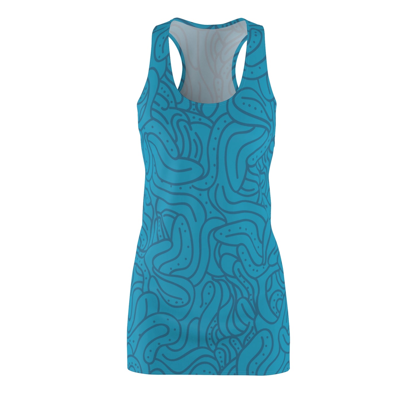 Racerback Kleid Blau Türkis – Modernes Wellenmuster