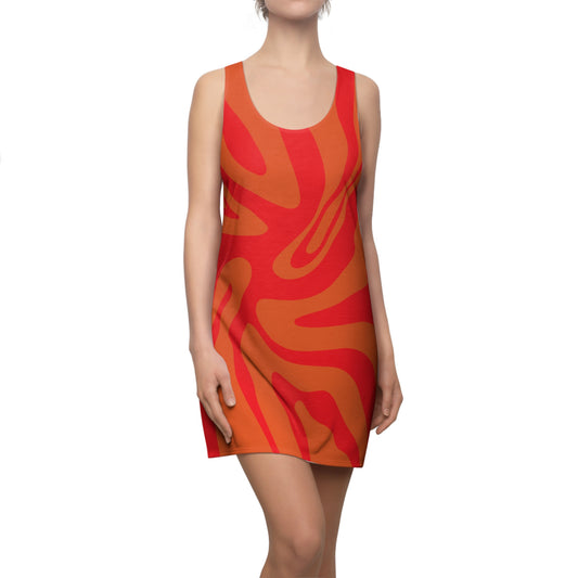 Rotes Damen Kleid Swirl Muster Racerback Sommer Bohemian Beach