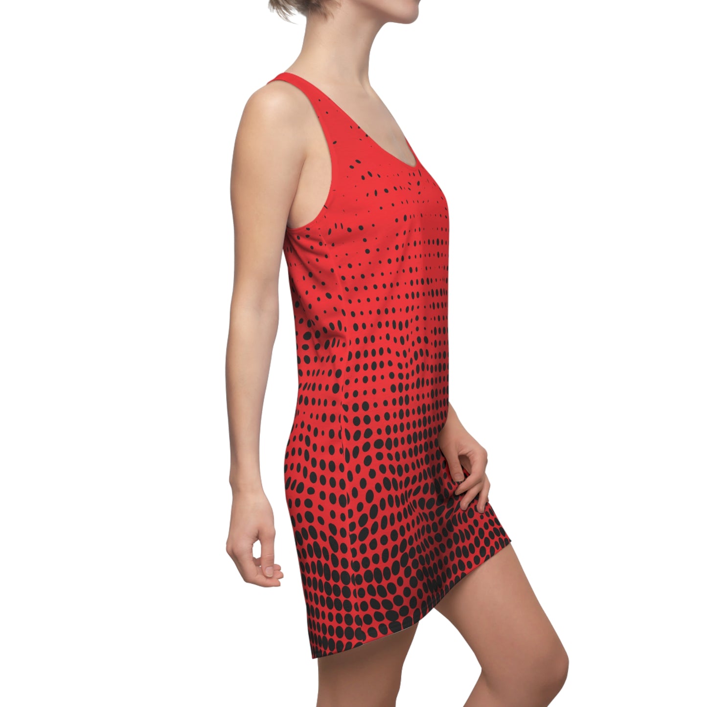 Punkte Gradient Racerback Kleid – Schwarz Rot Sommerkleid