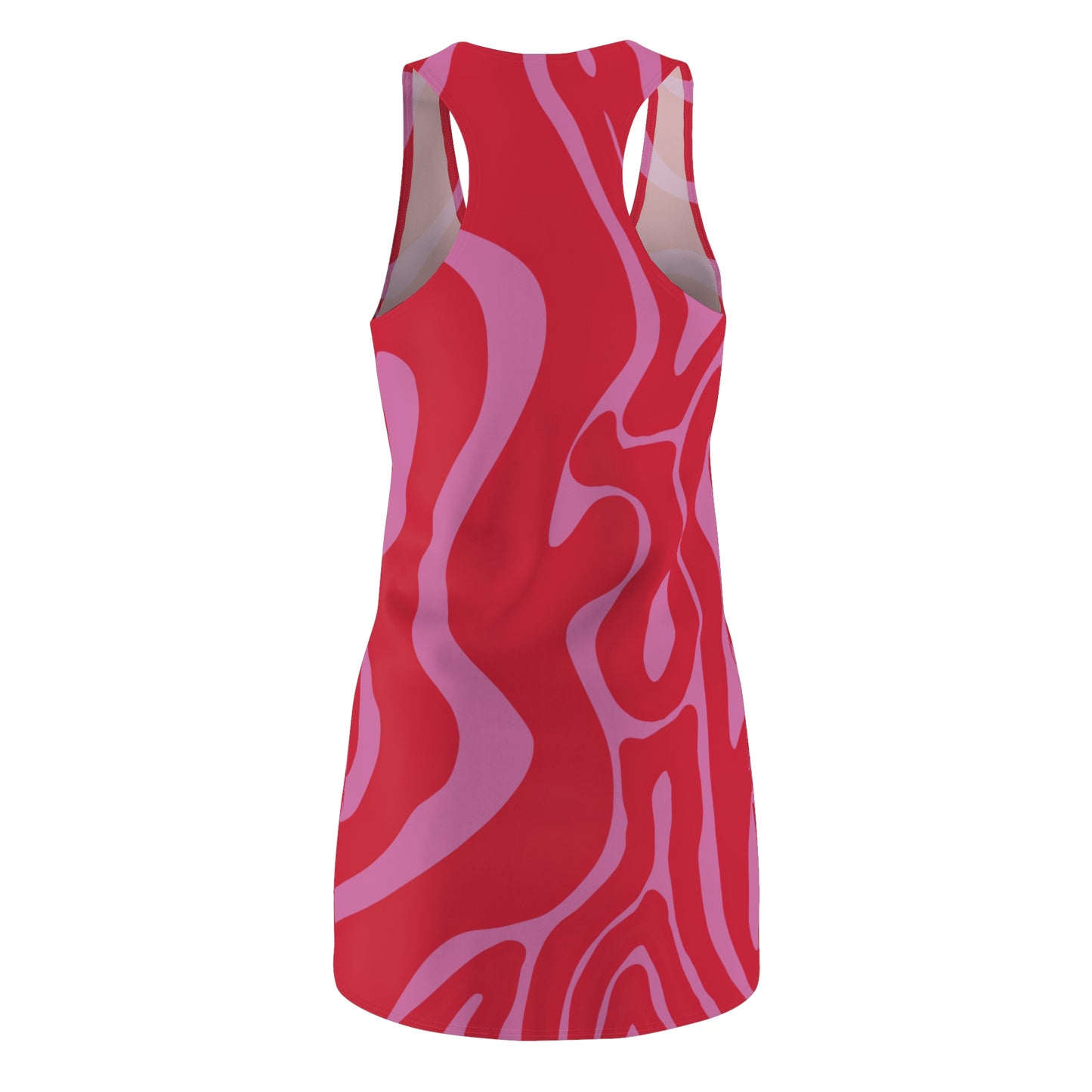 Rot Rosa Swirl Racerback Kleid – Abstraktes Sommerkleid