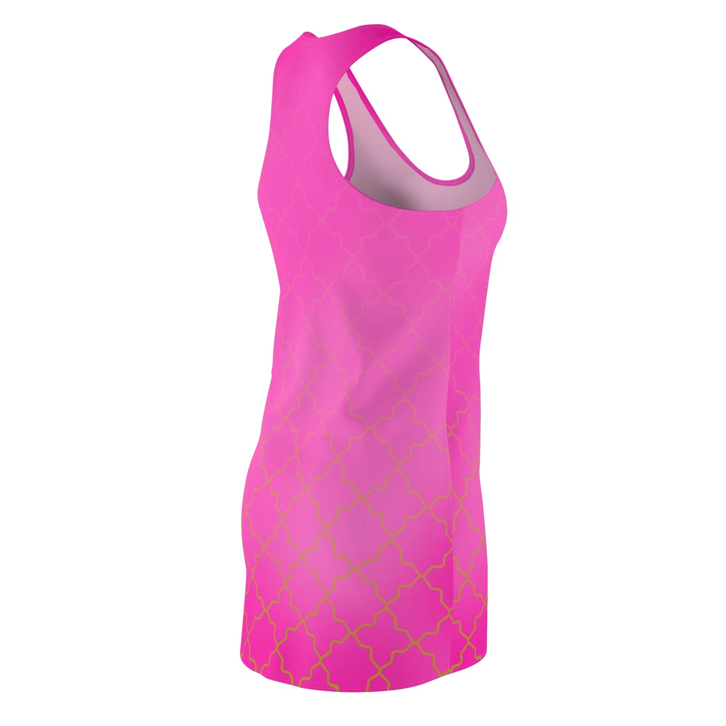 Pinkes Racerback Kleid mit goldenem Muster & Farbverlauf