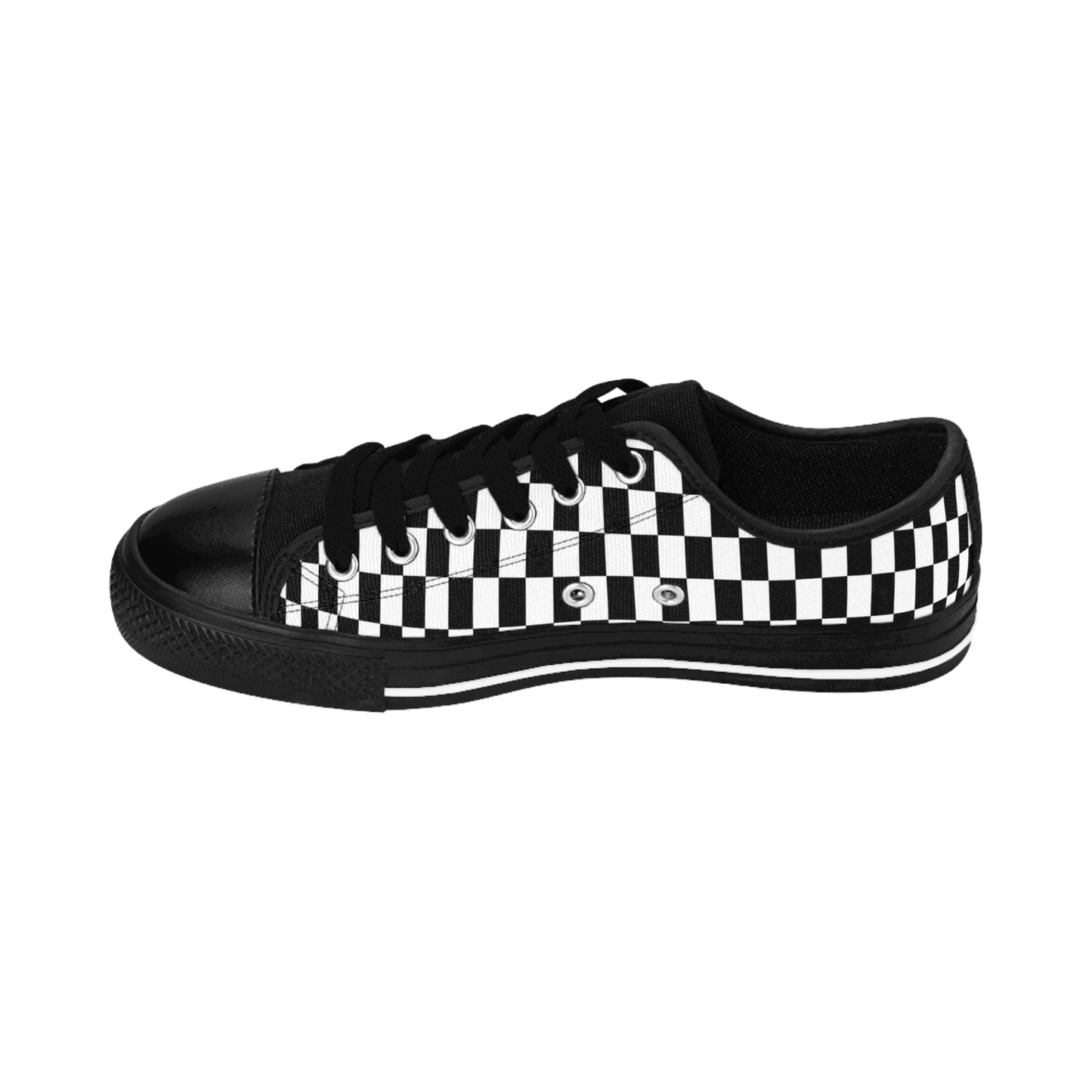 Black White Checkerboard Sneakers – Retro Canvas Low Tops