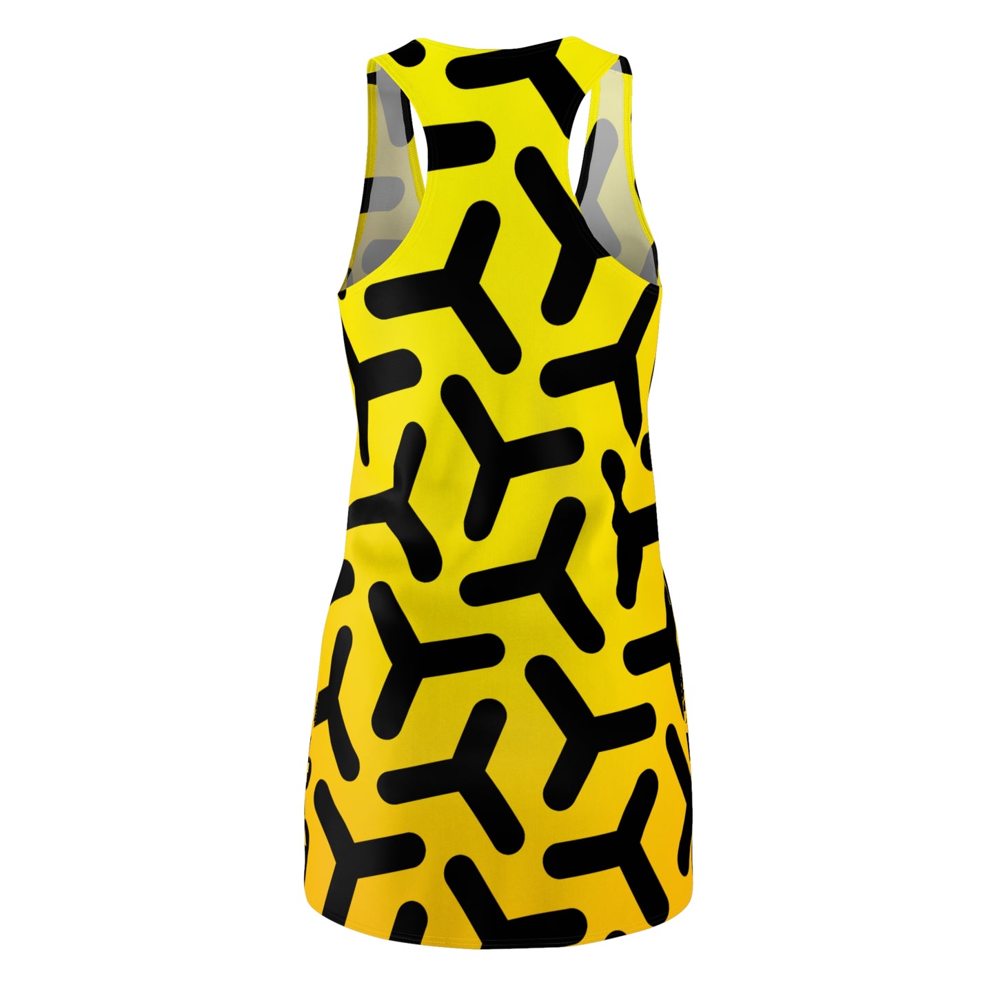 Gelbes Racerback Kleid – Modernes Sommerkleid mit abstraktem Muster