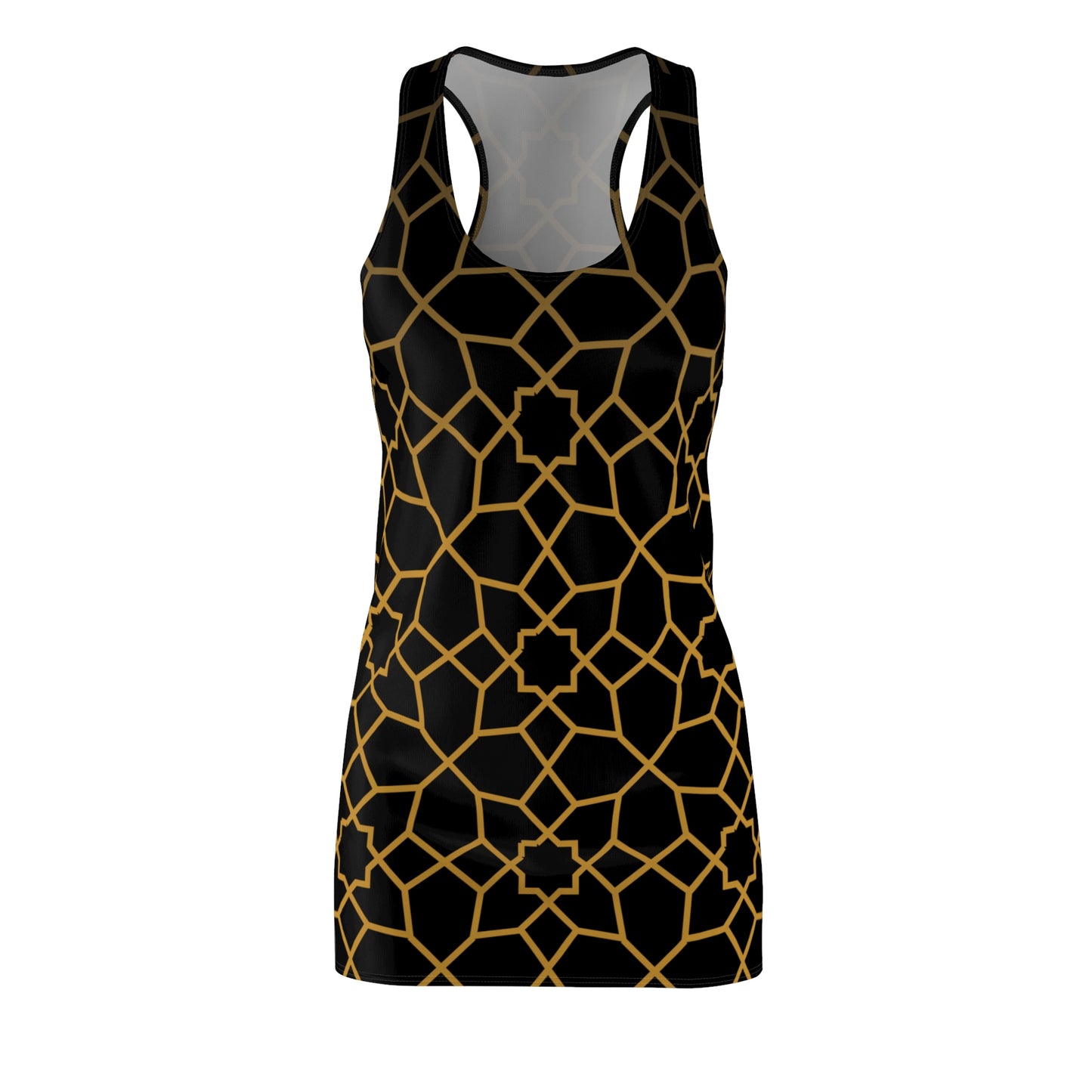 Luxury Racerback Dress mit Golden Mosaic Pattern auf schwarz