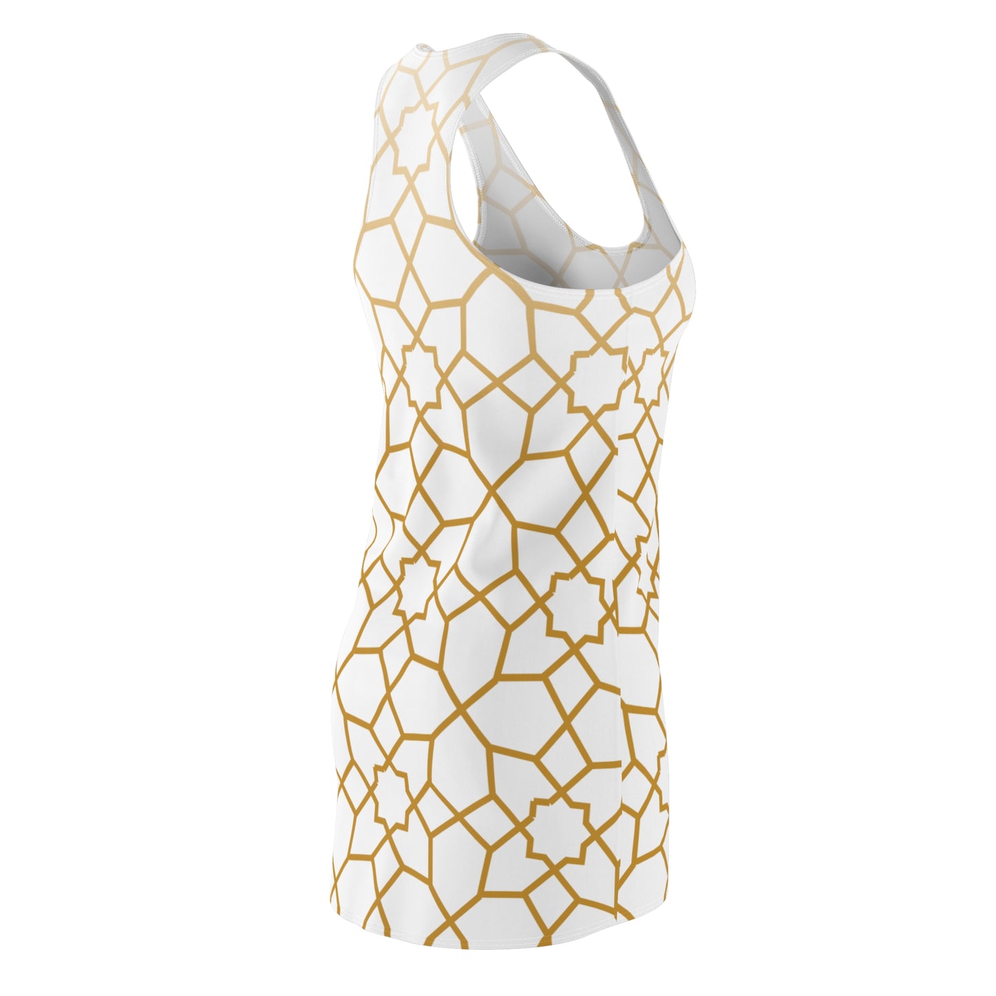 Luxury Racerback Dress mit Golden Mosaic Pattern auf Weiß