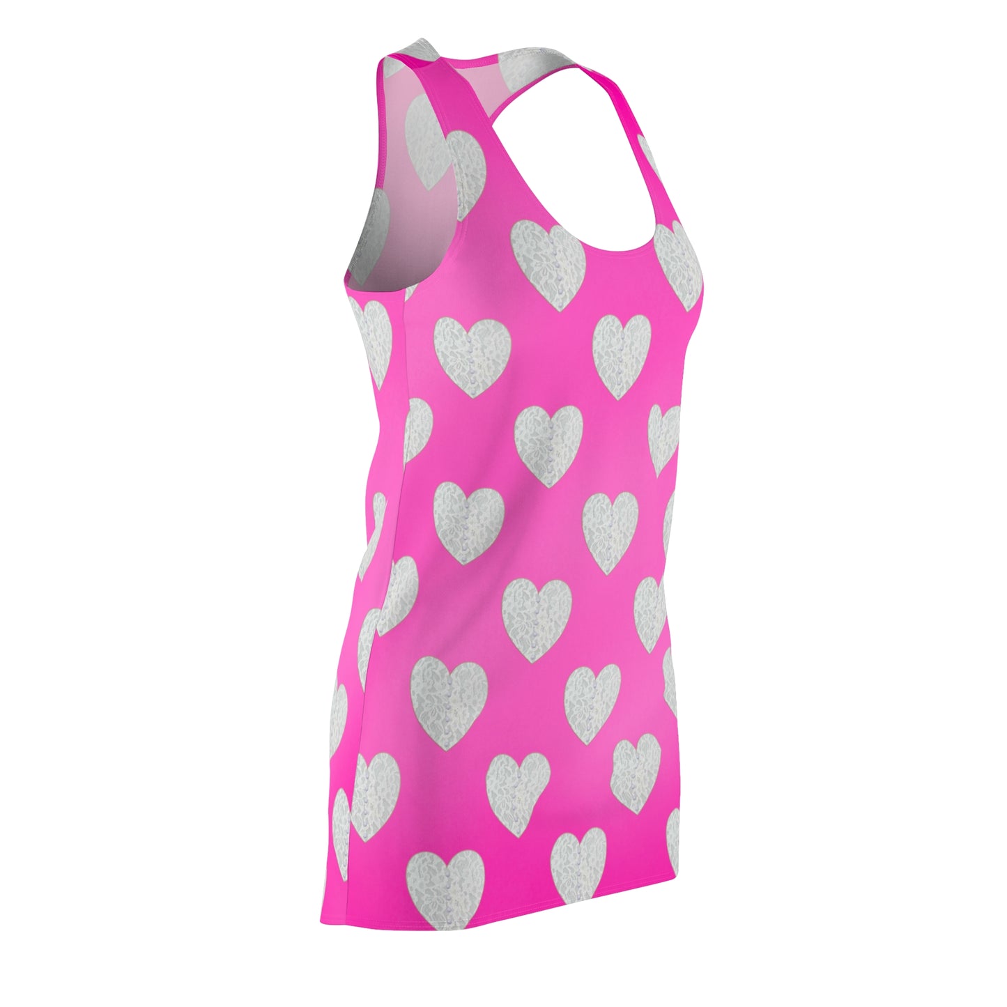 Pinkes Racerback Kleid mit Herzmuster & sanftem Farbverlauf