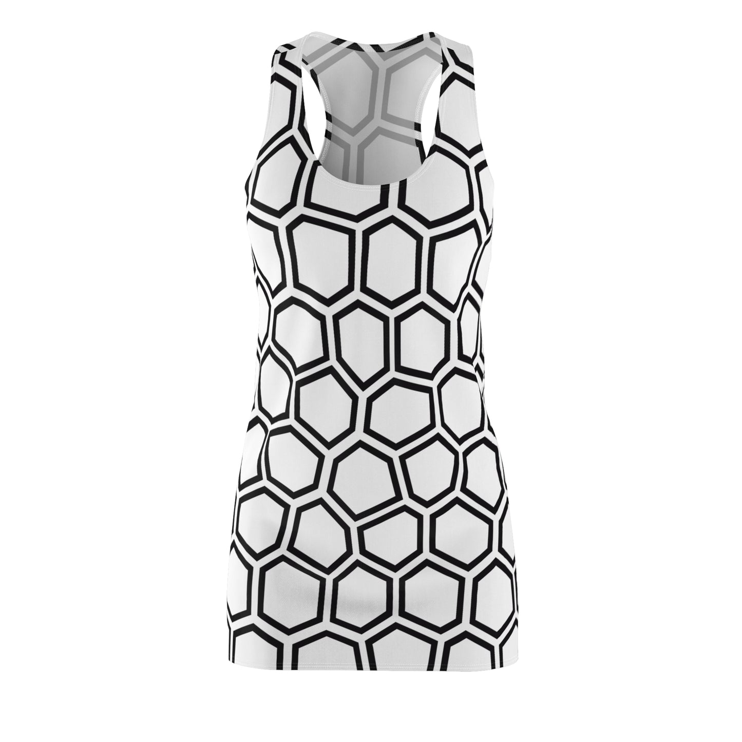 Racerback Kleid Schwarz Weiß Hexagon Muster Damen Sommer