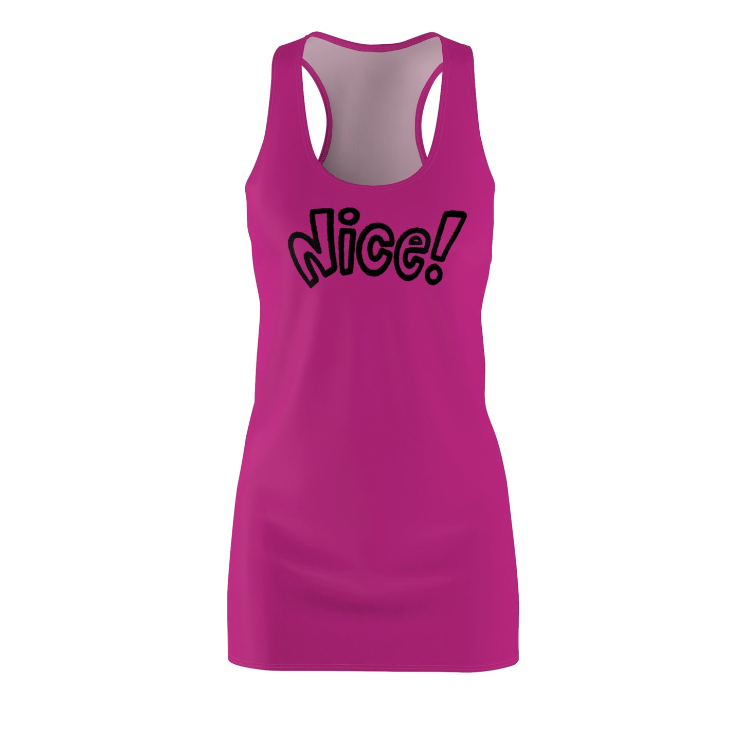 Racerback Damenkleid Sommer – „Nice!“ Statement, modern & lässig pink