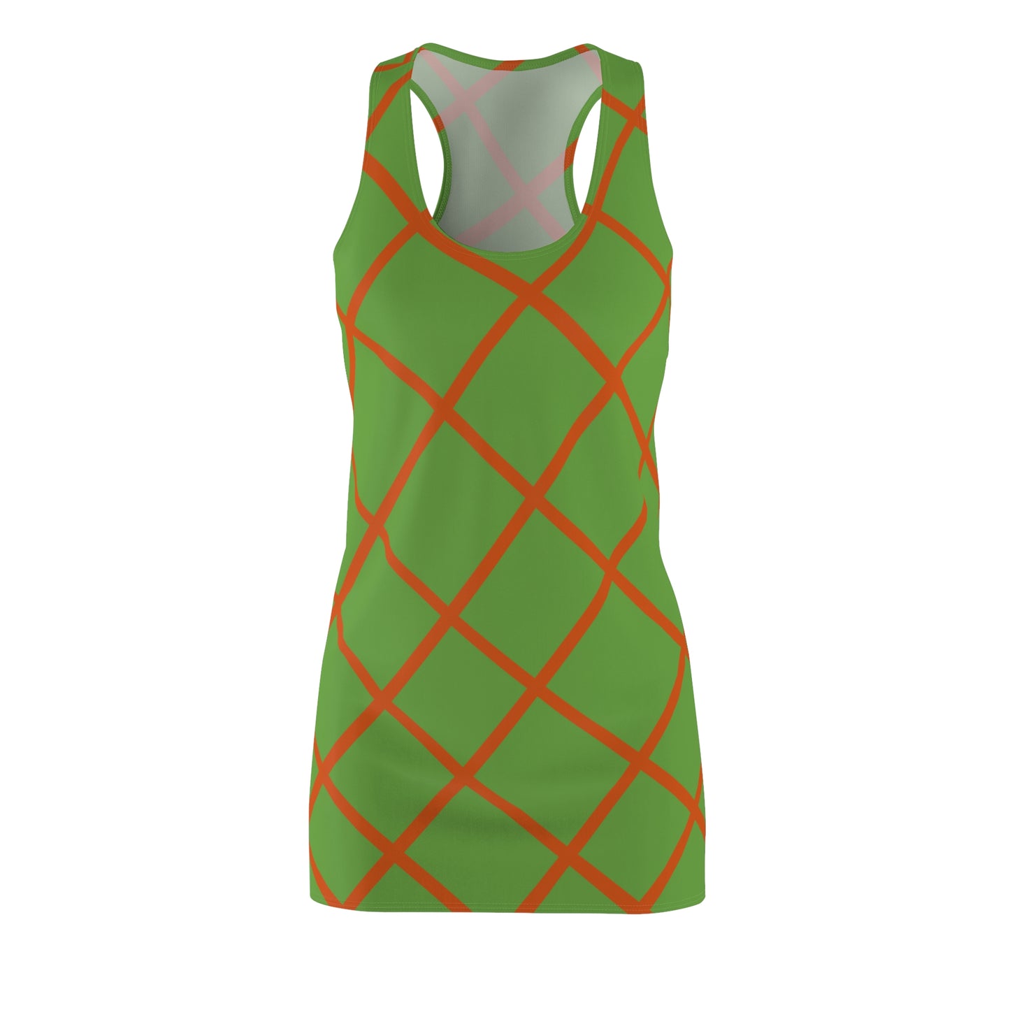 Grün Orange Karo Racerback Kleid – Elegantes Sommerkleid