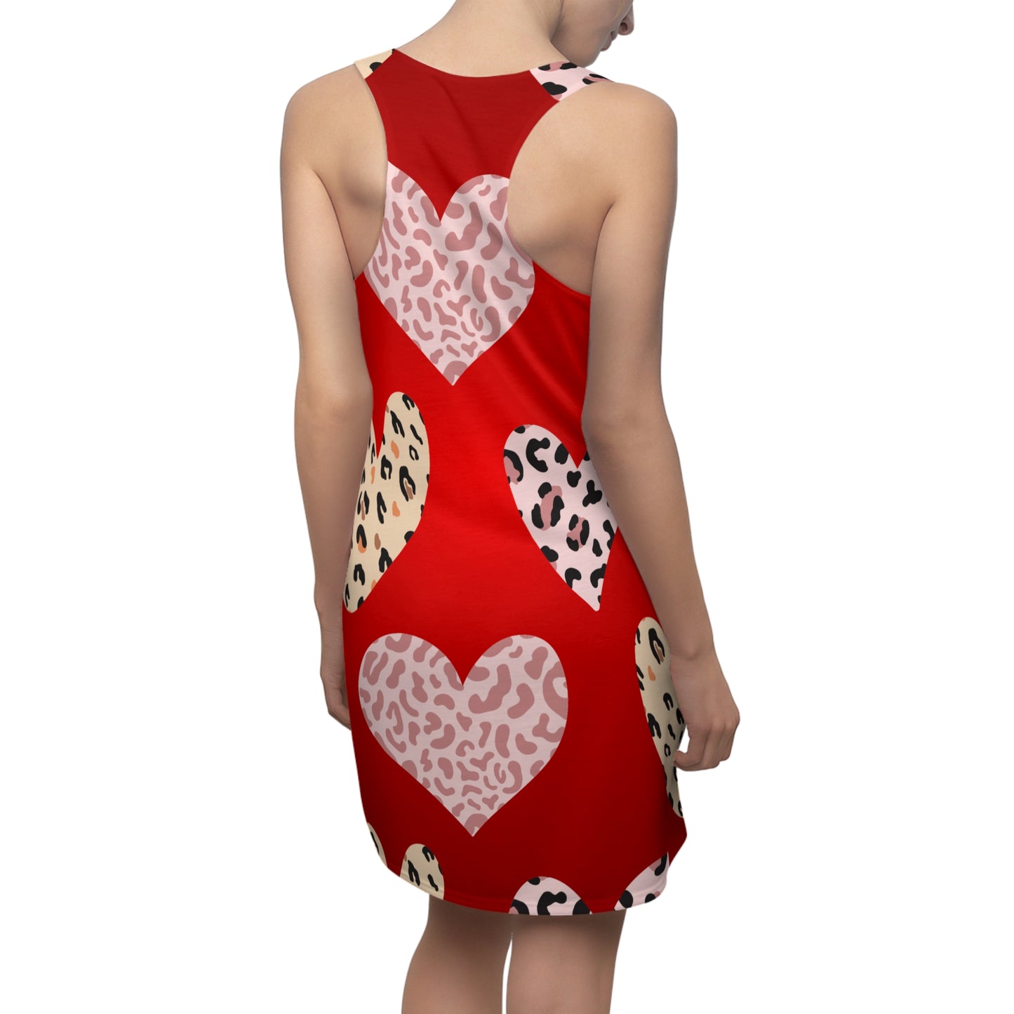 Damen Kleid Herzmuster Valentinstag Rot Racerback Sommer Romantisch