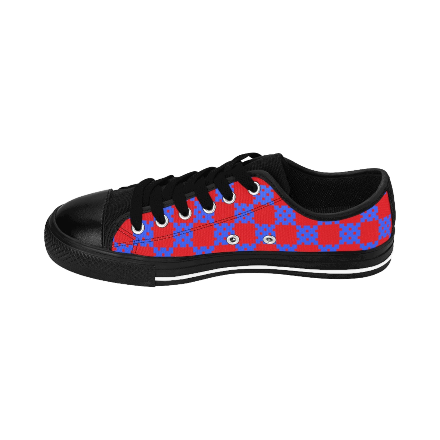 Damen Canvas Sneaker Rot Blau Karomuster | Low Top Streetwear Schuhe