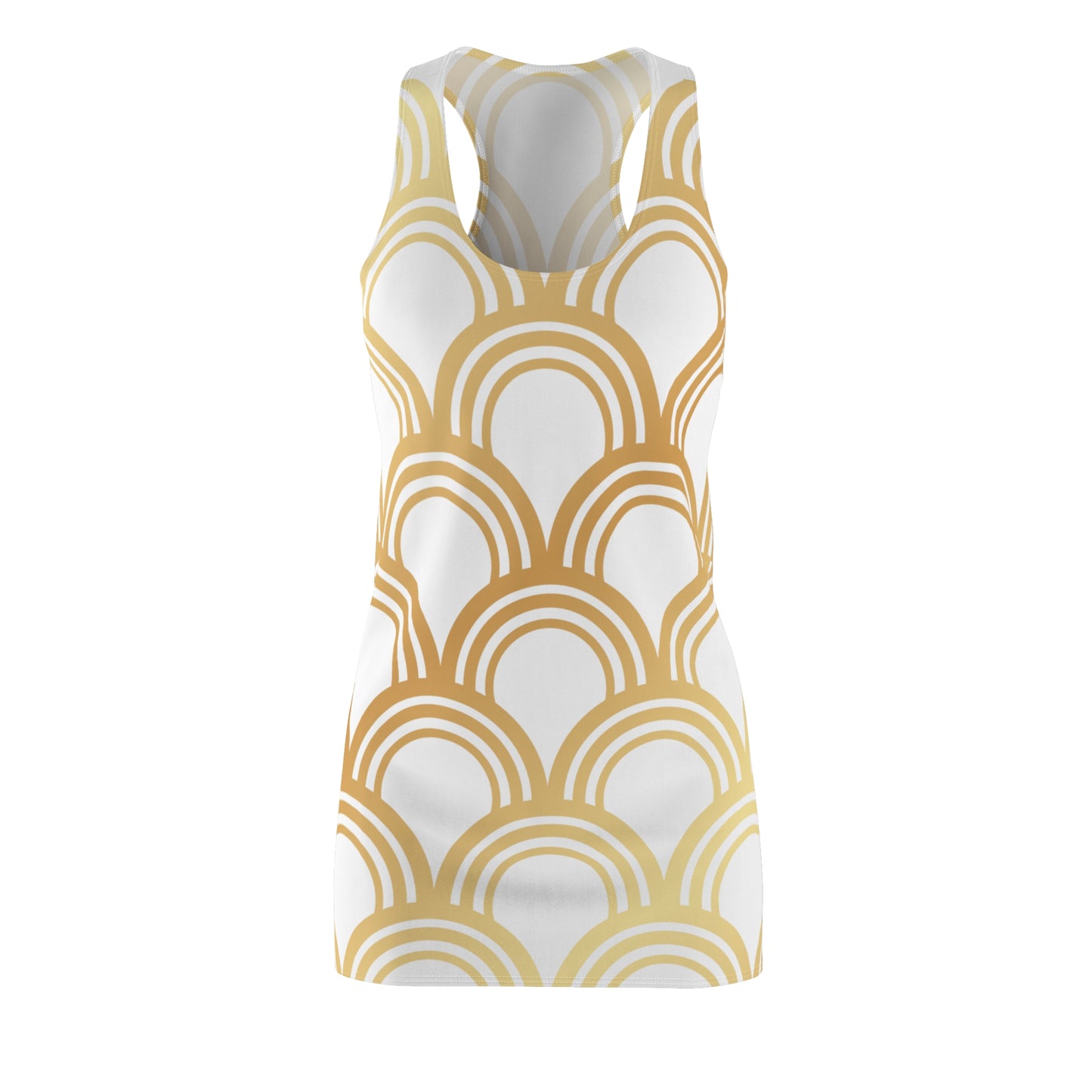 Luxury Racerback Dress mit Art Deco Bogen Muster white