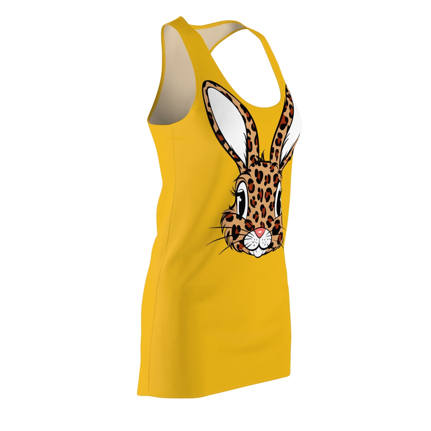 Leoparden Hase Racerback Kleid – Tierisch Gelb