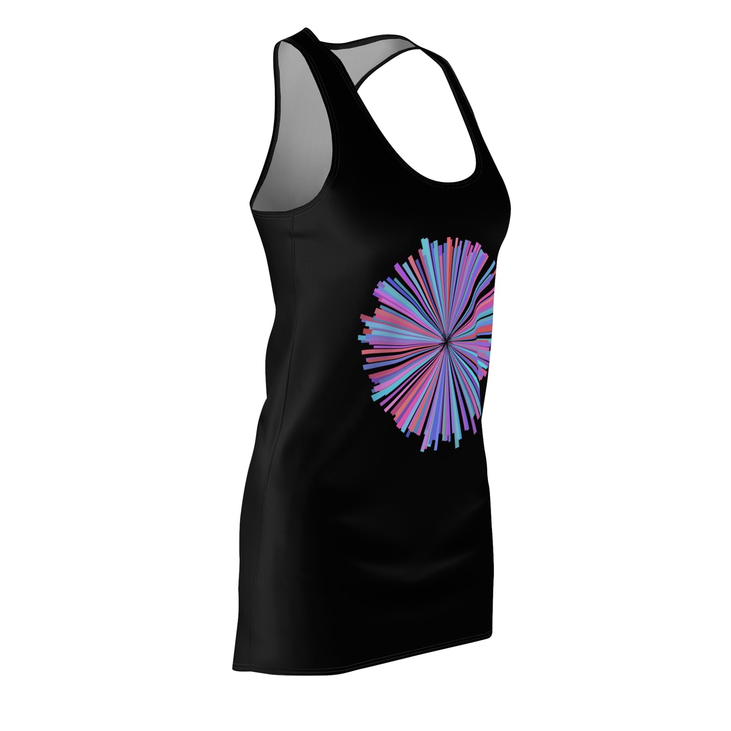 Schwarz Racerback Kleid mit Aquarell-Muster – Sommerkleid, elegant & leicht