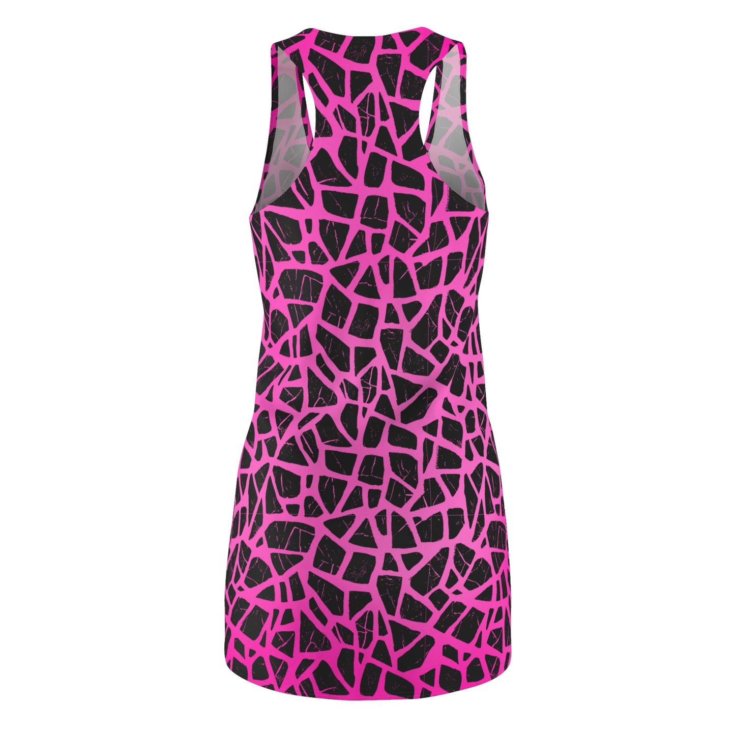 Racerback Damenkleid – Pinker Farbverlauf mit abstraktem Muster