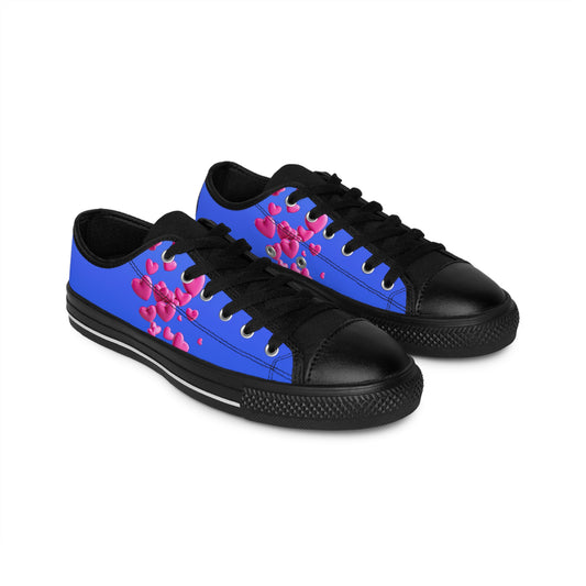 Blue Heart Canvas Sneakers Women Casual Lace-Up Shoes