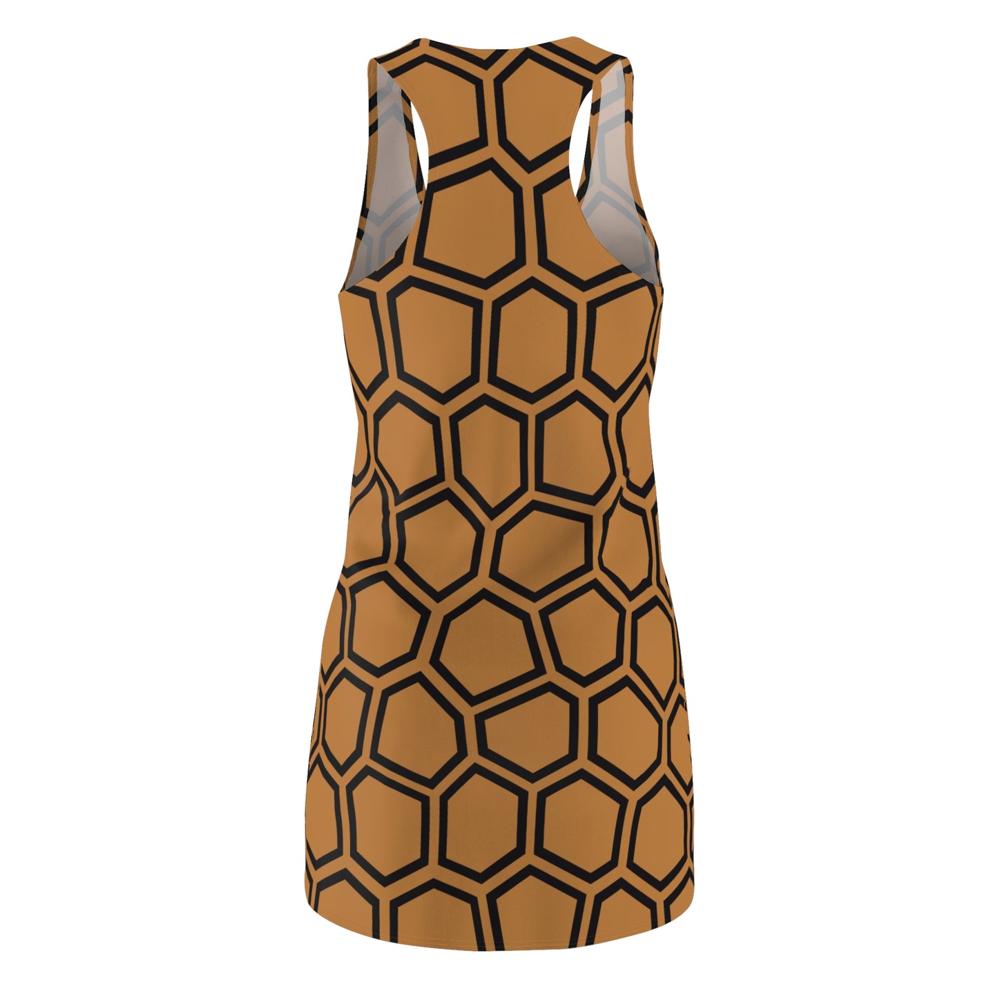 Racerback Kleid Schwarz Braun Hexagon Muster Damen Sommer