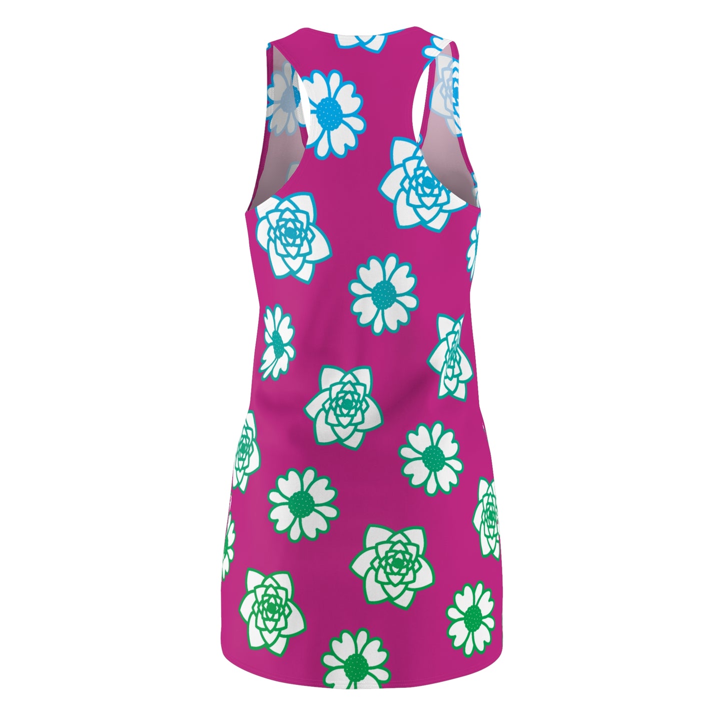 Racerback Kleid Pink mit grünem Blumenmuster Sommerlook