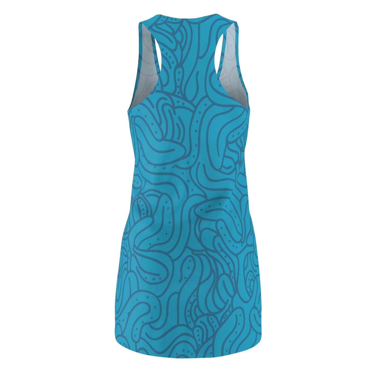 Racerback Kleid Blau Türkis – Modernes Wellenmuster