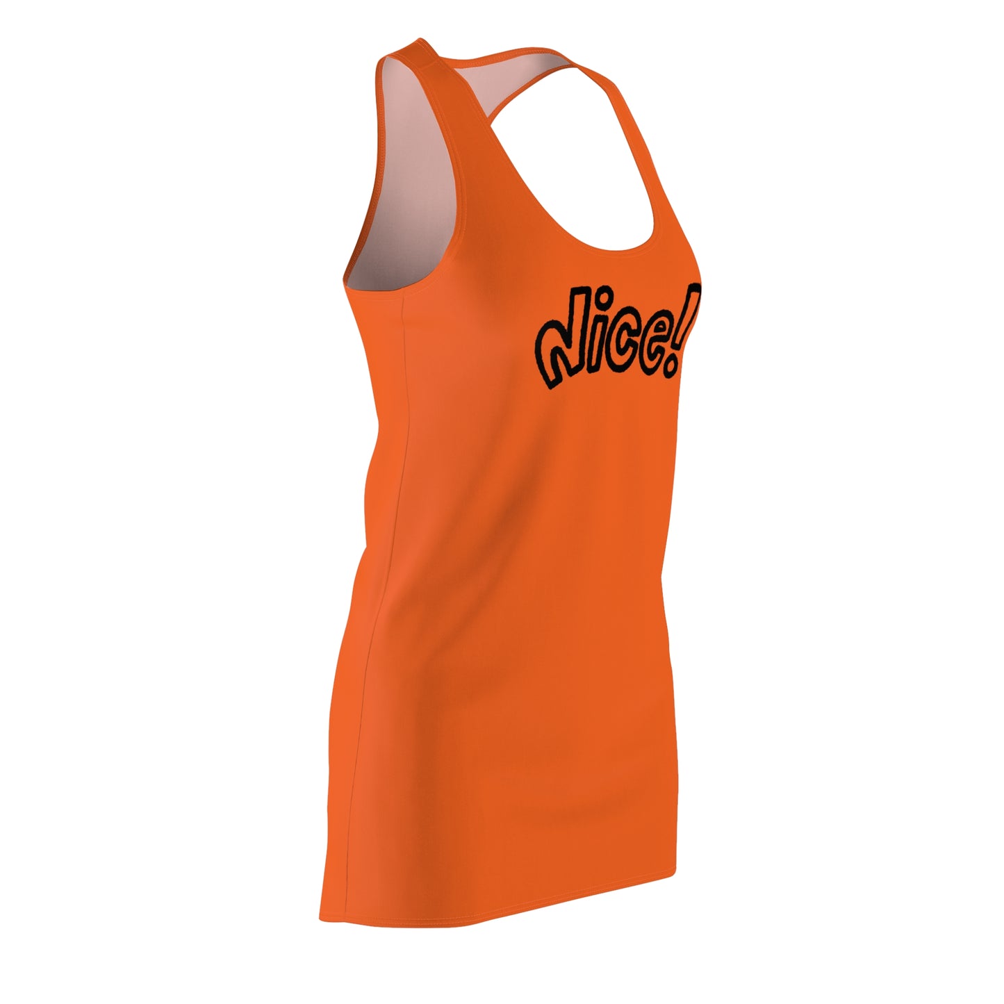 Racerback Damenkleid Sommer – „Nice!“ Statement, modern & lässig orange