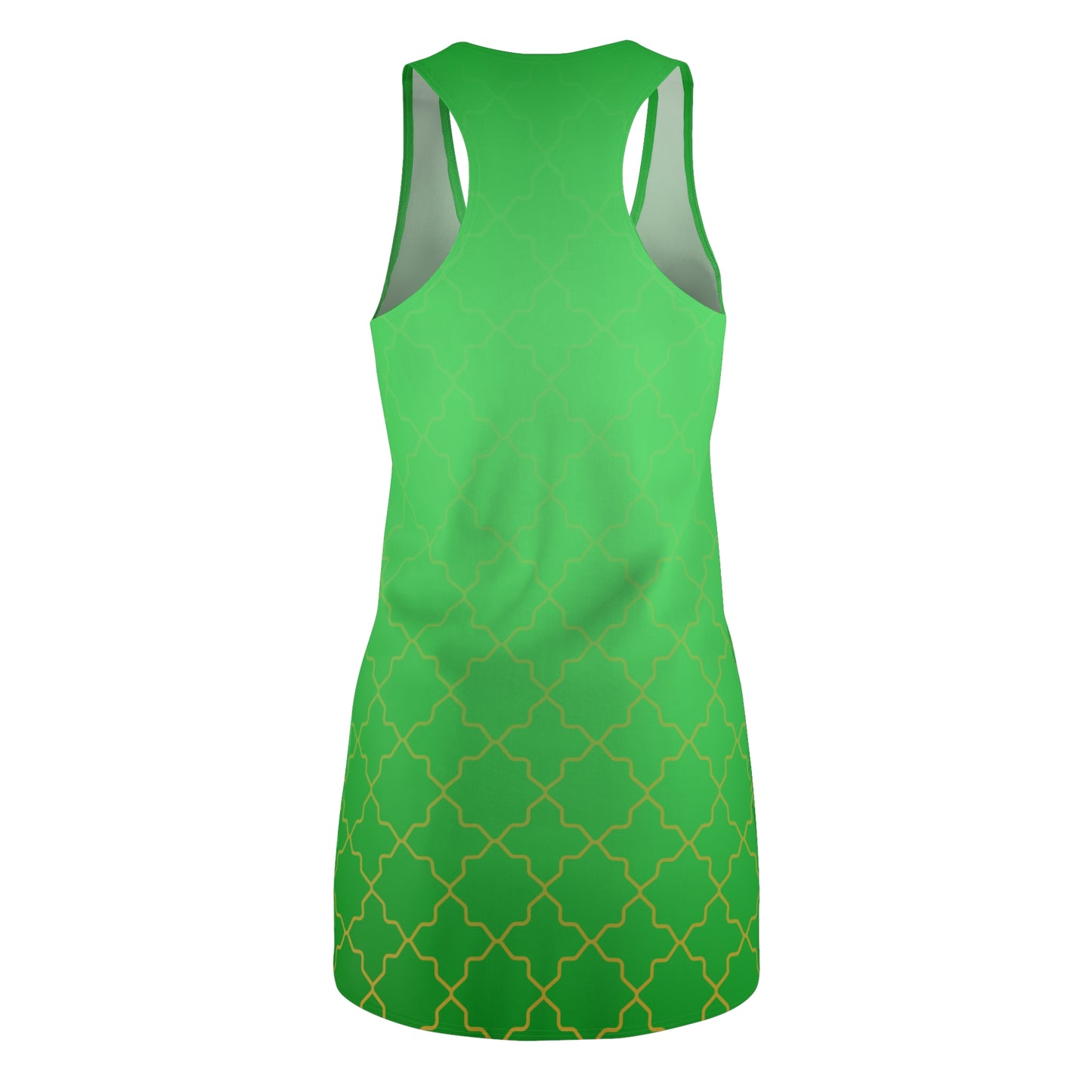 Grünes Racerback Kleid mit goldenem Gittermuster & Farbverlauf