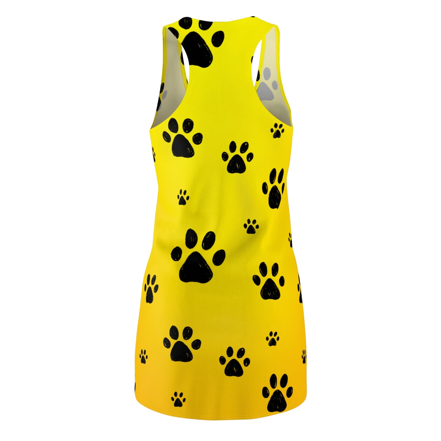 Gelbes Racerback Kleid mit schwarzen Pfoten – Farbverlauf