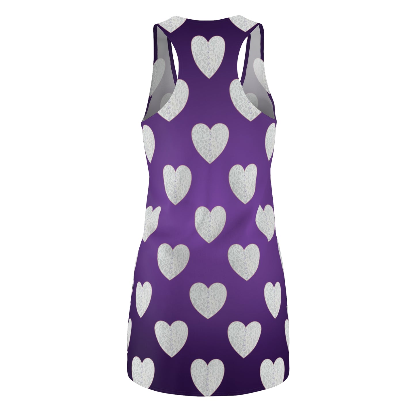 Violettes Racerback Kleid mit Herzmuster & sanftem Farbverlauf