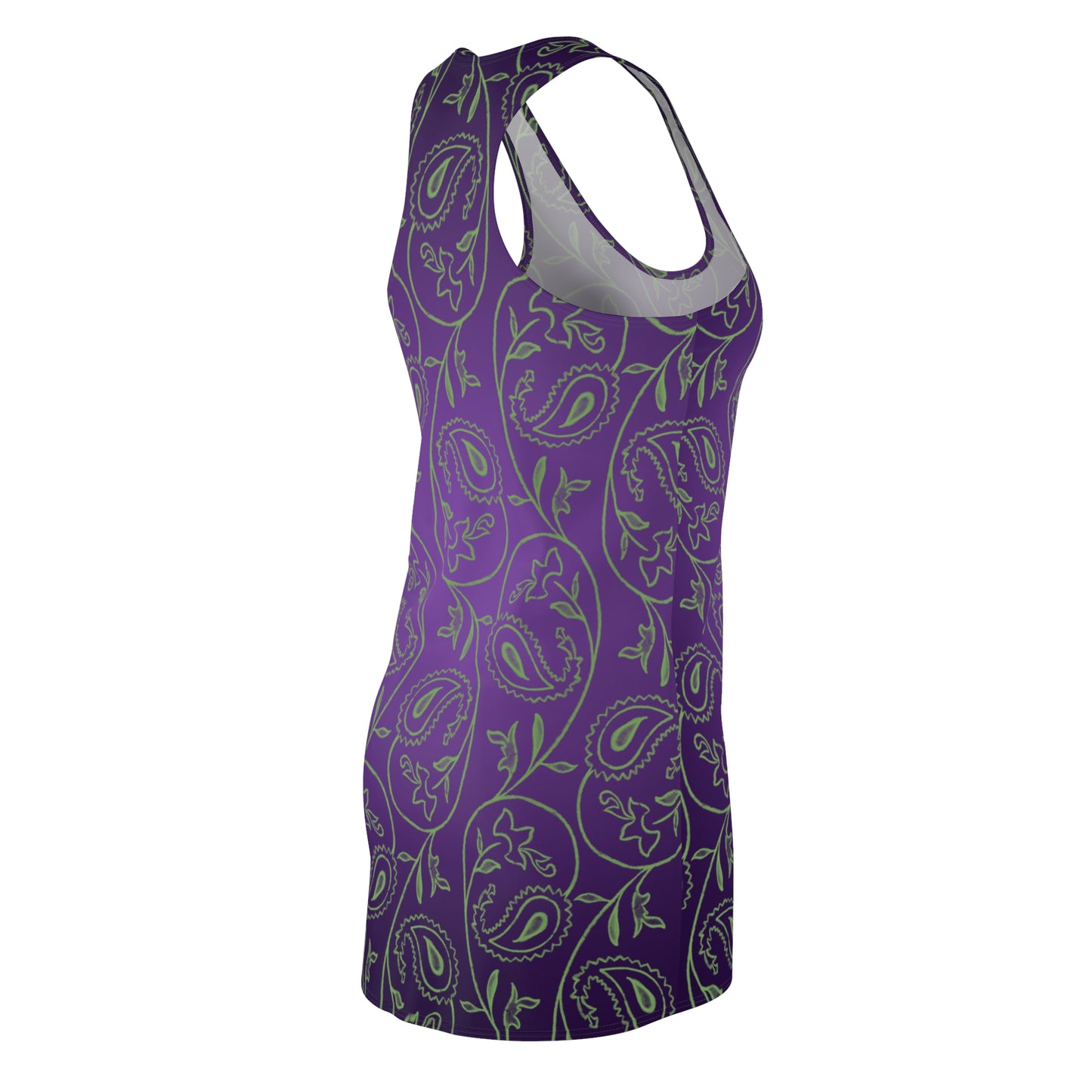 Damen Sommerkleid Violett mit Farbverlauf und Paisley Muster