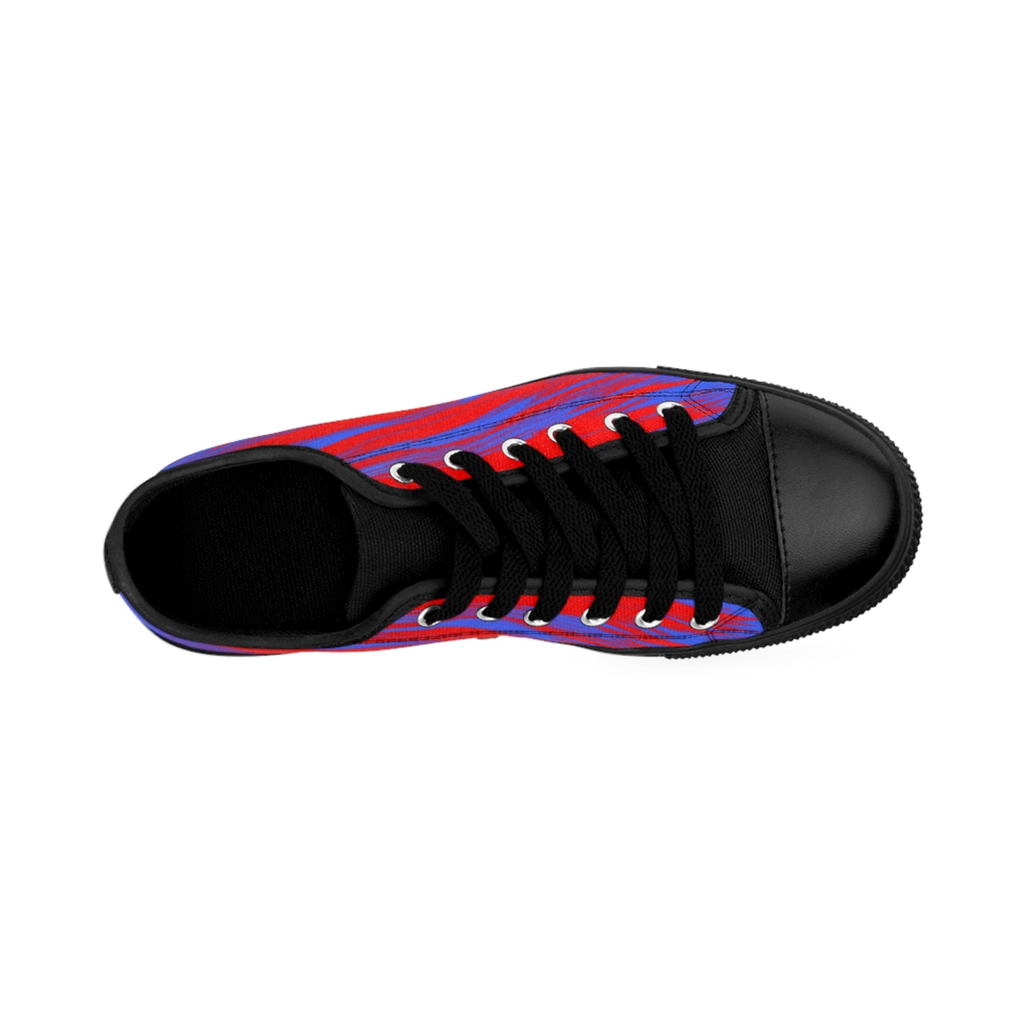 Red Blue Gradient Canvas Sneakers Women Casual Lace-Up Shoes