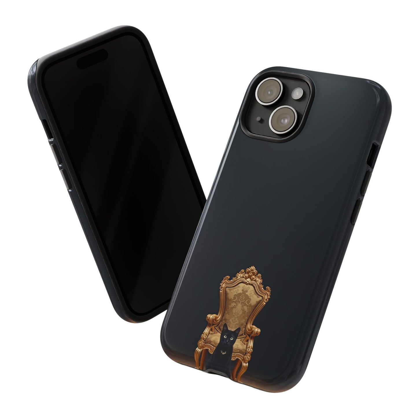 Black Cat on Golden Throne – Premium Phone Case Protective Slim