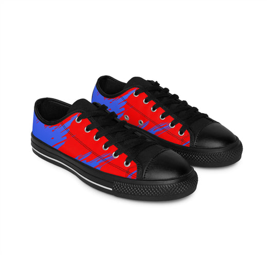 Red Blue Gradient Canvas Sneakers Women Casual Lace-Up Shoes