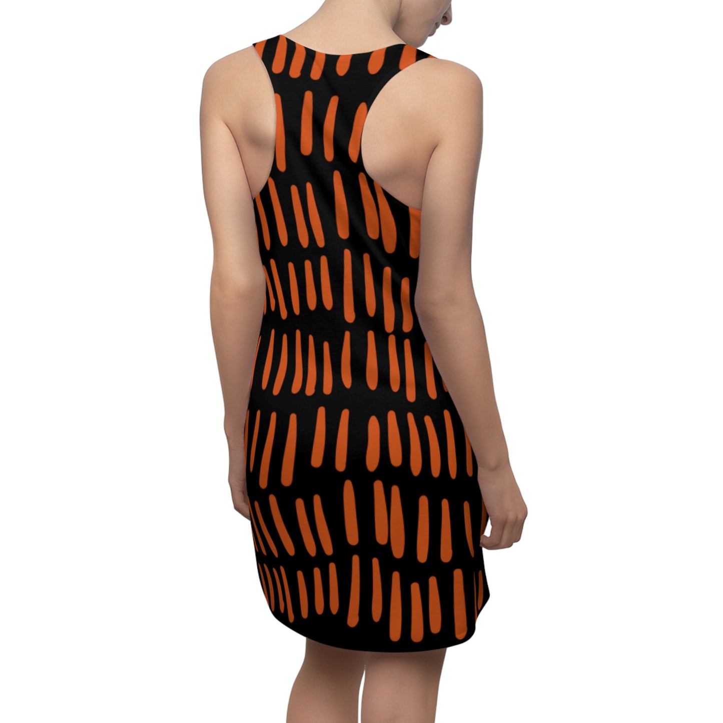 Schwarz Orange Boho Racerback Kleid – Modernes Sommerkleid