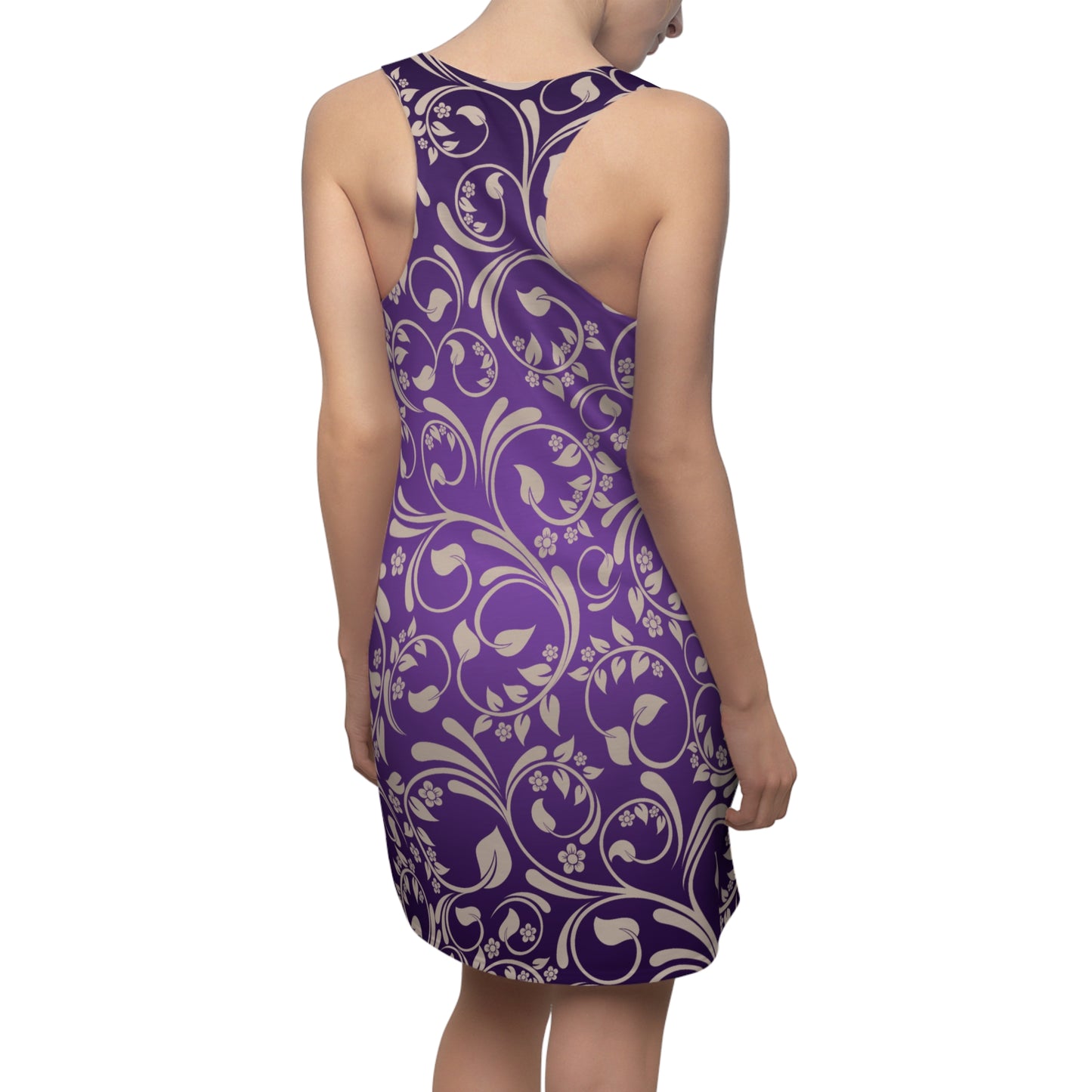 Violettes Racerback Kleid mit floralem Muster & sanftem Farbverlauf