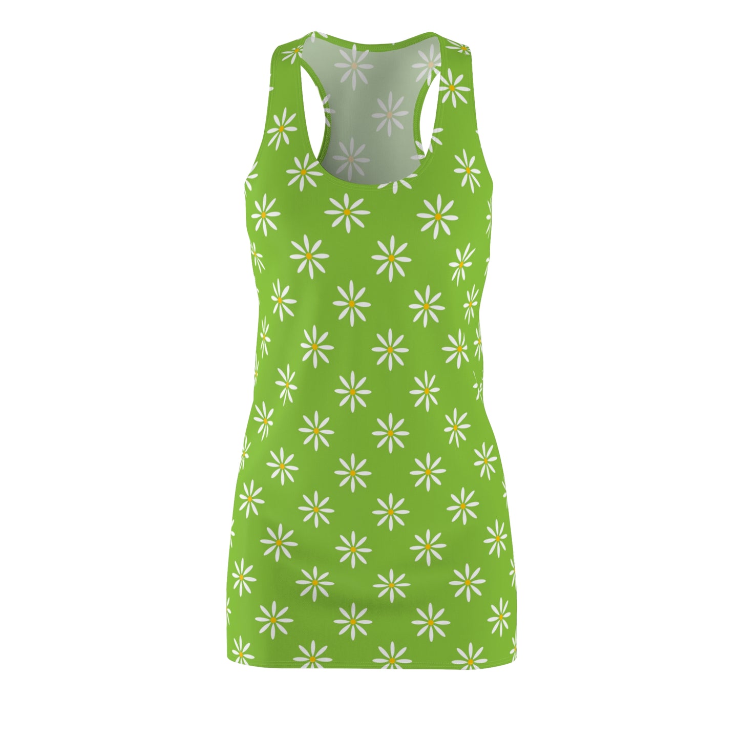 Gänseblümchen Print Racerback Kleid Damen – Grünes Sommerkleid