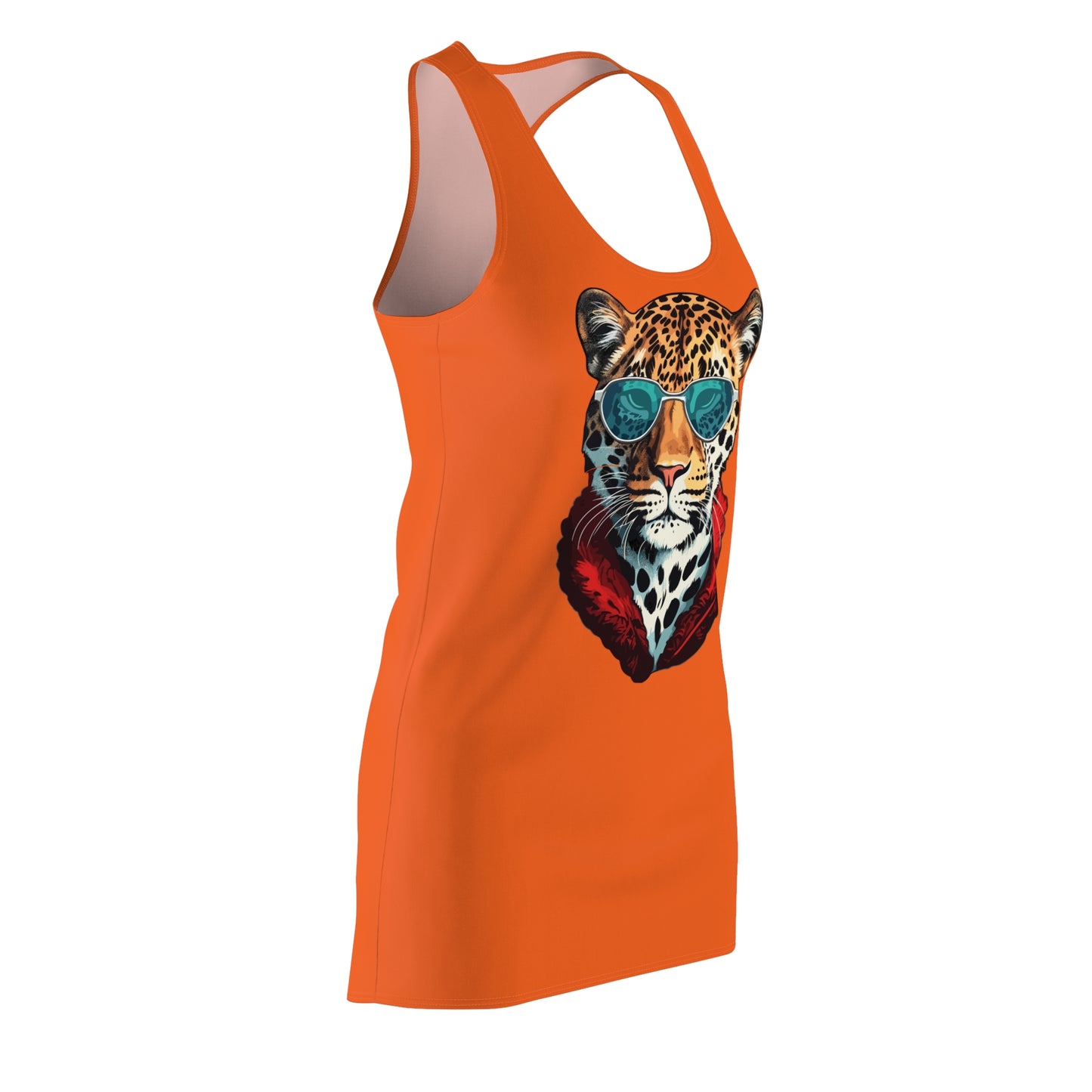 Oranges Leopard Sonnenbrille Racerback Kleid – Cooles Sommerkleid