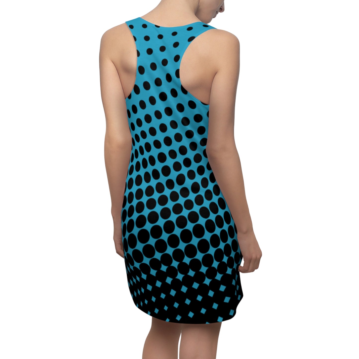 Black turquoise Polka Dot Racerback – Retro Sleeveless Mini Dress