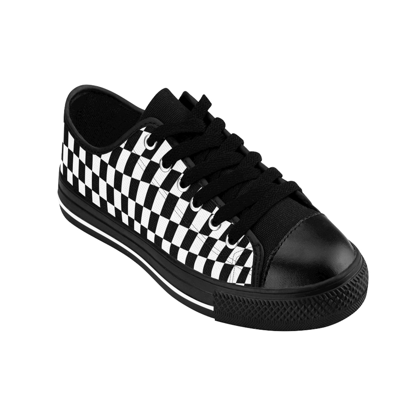 Black White Checkerboard Sneakers – Retro Canvas Low Tops