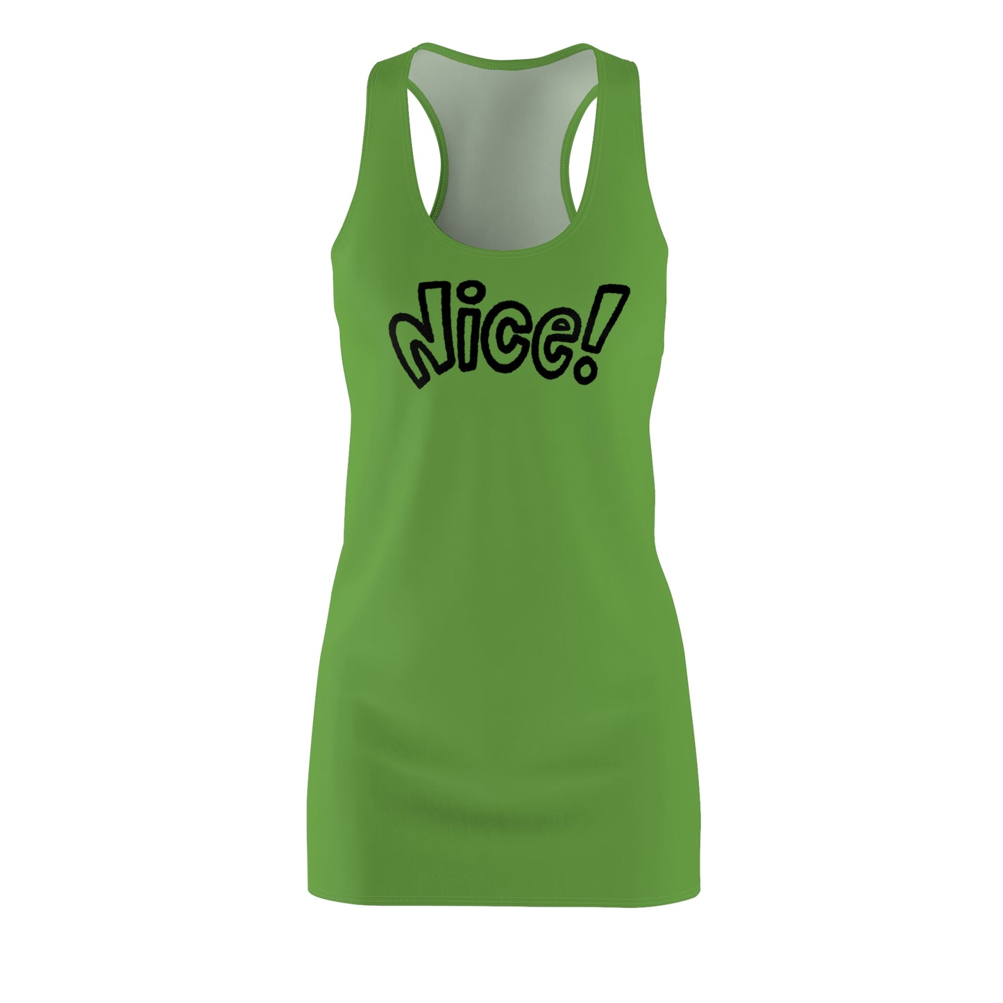 Racerback Damenkleid Sommer – „Nice!“ Statement, modern & lässig grün