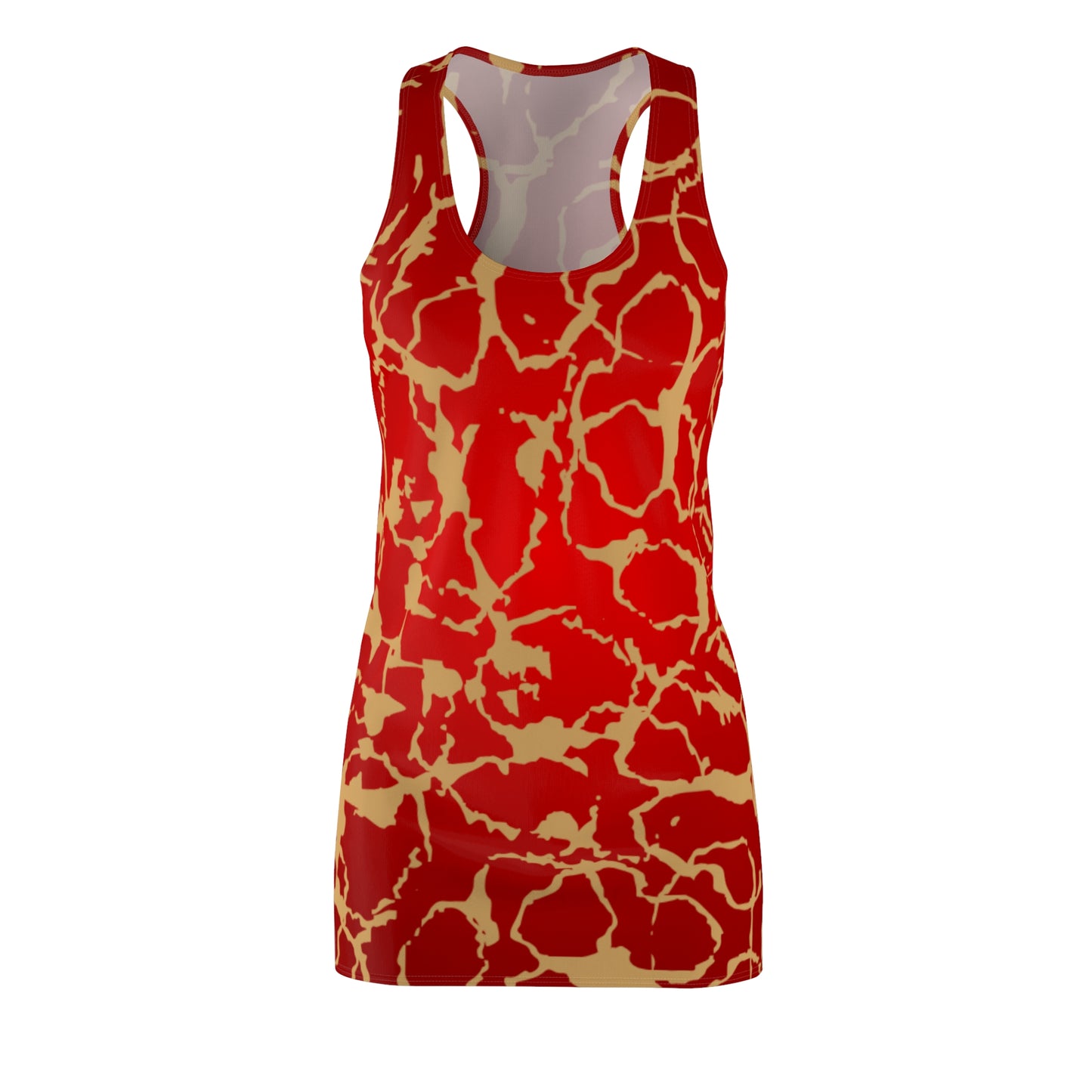 Rotes Damen Sommerkleid mit Farbverlauf und goldenem Muster