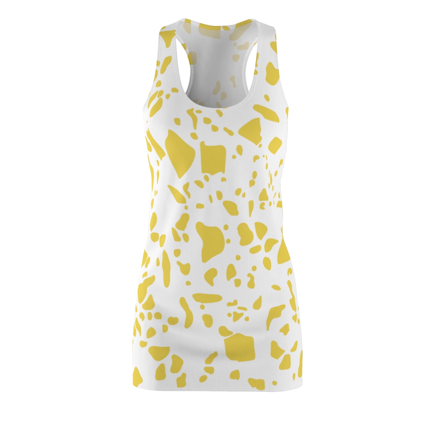 Racerback Kleid Weiß Gelb Abstraktes Muster – Sommer Style