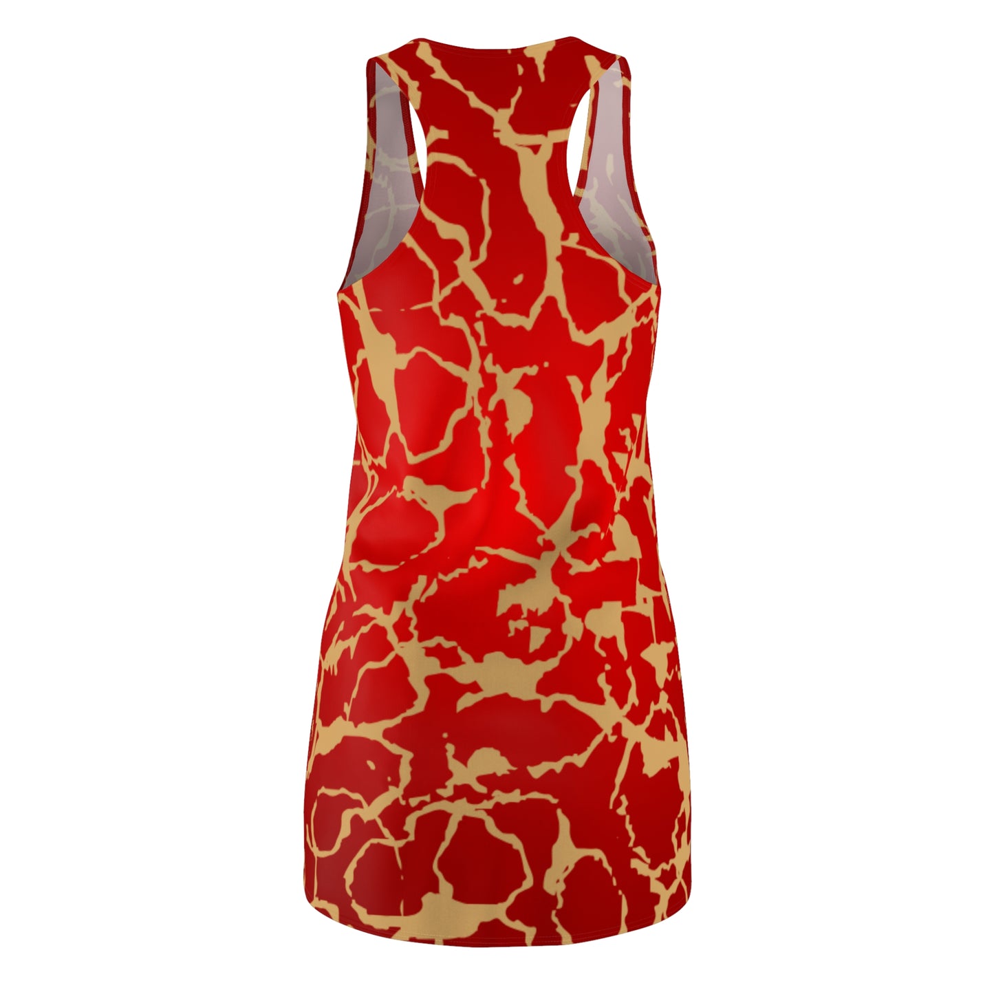 Rotes Damen Sommerkleid mit Farbverlauf und goldenem Muster