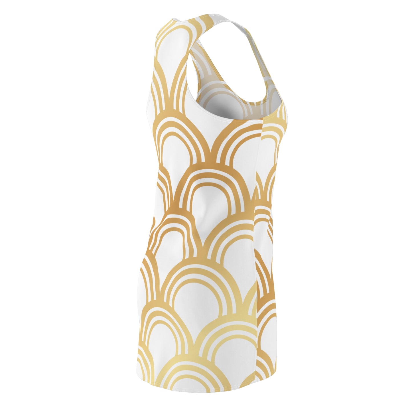 Luxury Racerback Dress mit Art Deco Bogen Muster white