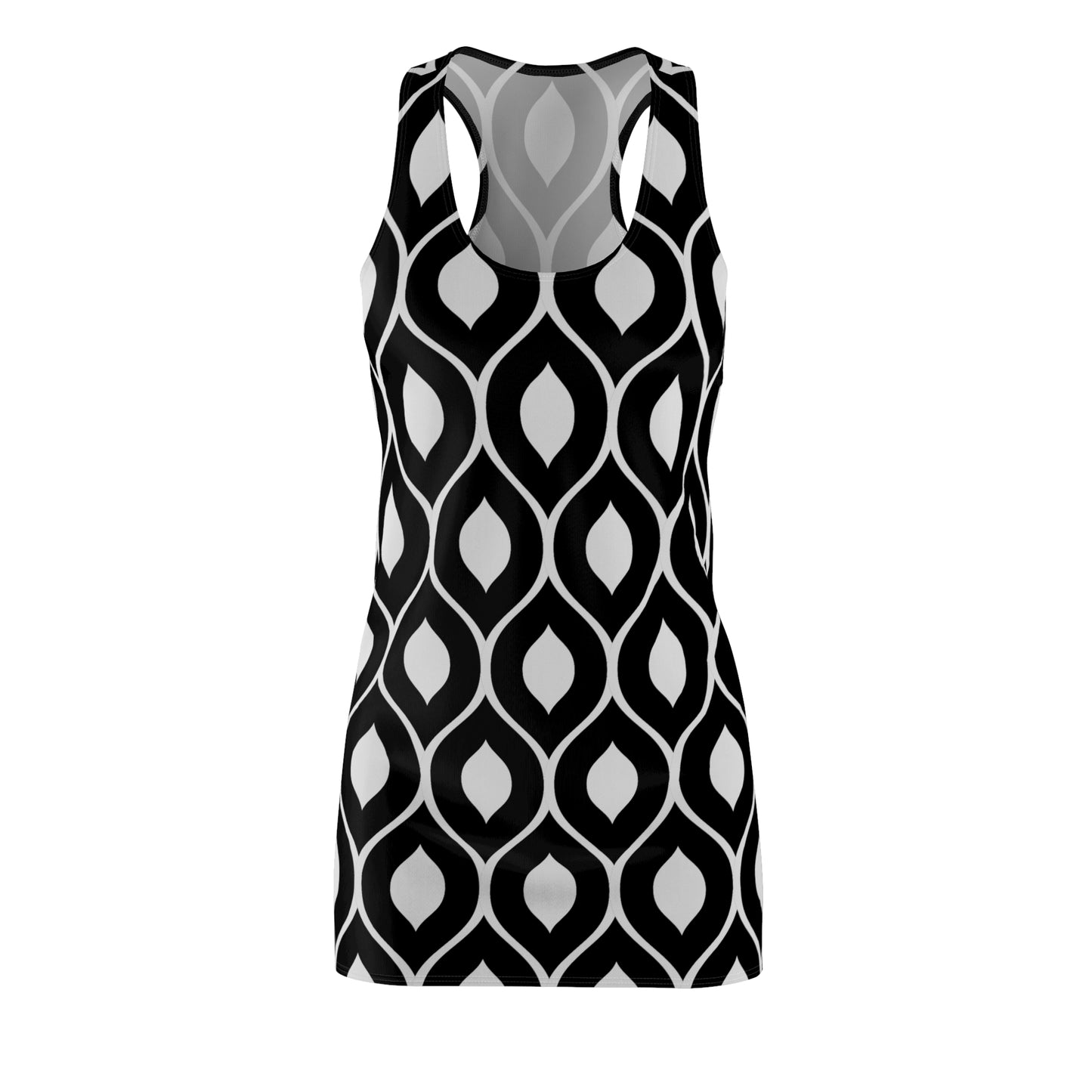 Schwarz Grau Geometrie Racerback Kleid – Stilvolles Sommerkleid