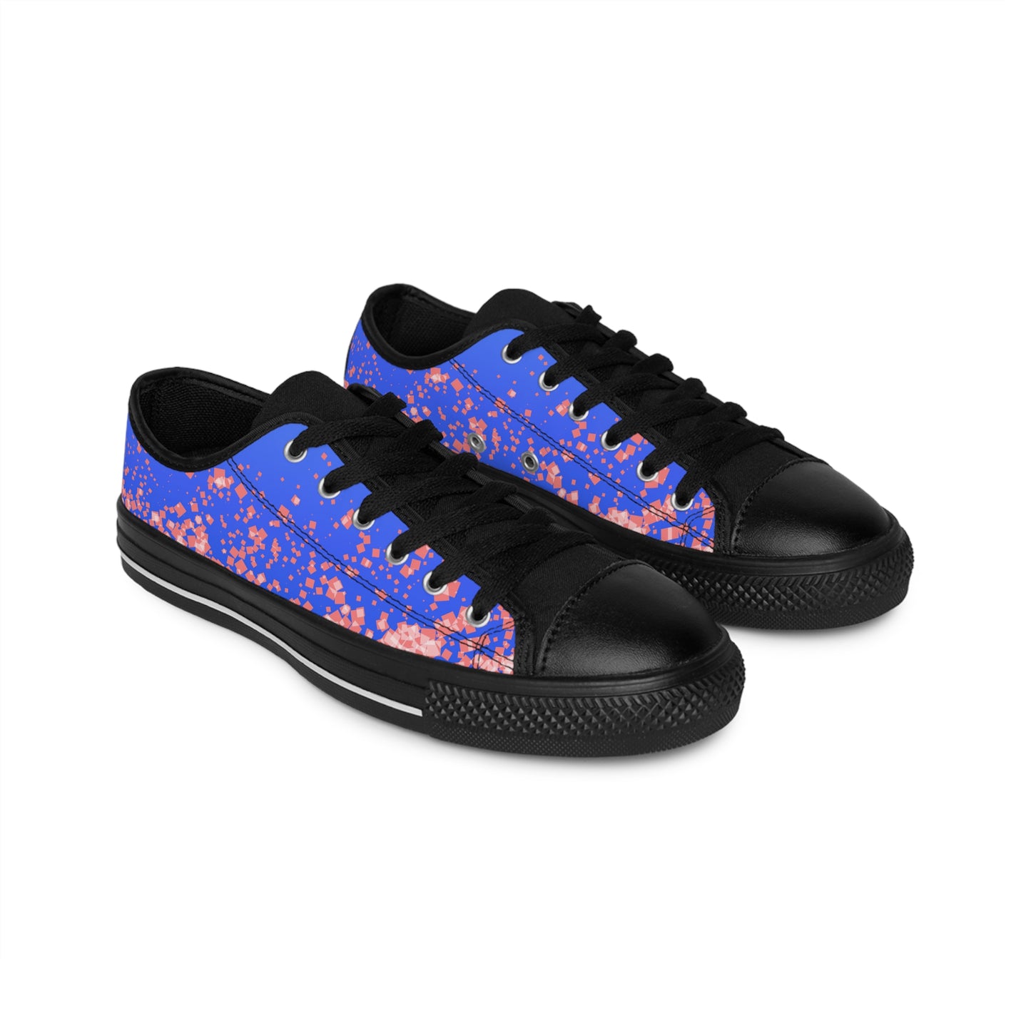 Blue Pink Confetti Sneakers – Casual Low Top Canvas Shoes